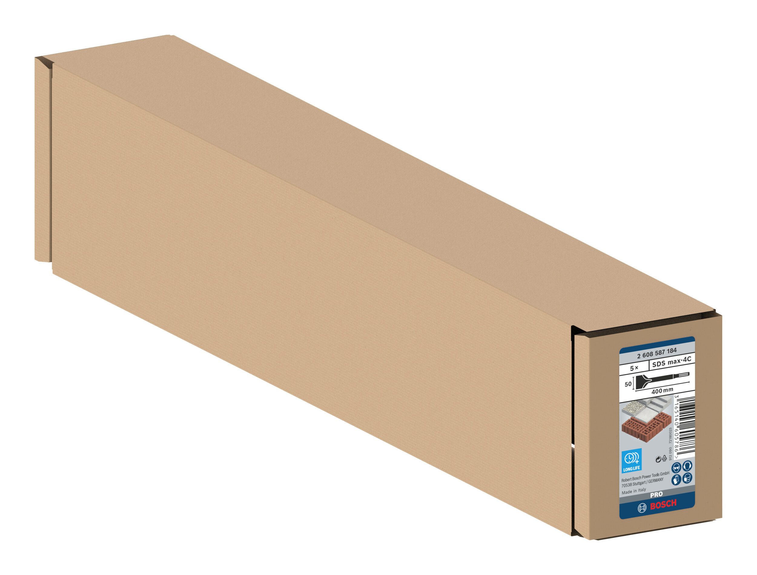 BOSCH Universalbohrer Pro SDS max-4C, (5 Stück), SDS max-4C Spatmeißel, 50 x 400 mm - 5er-Pack