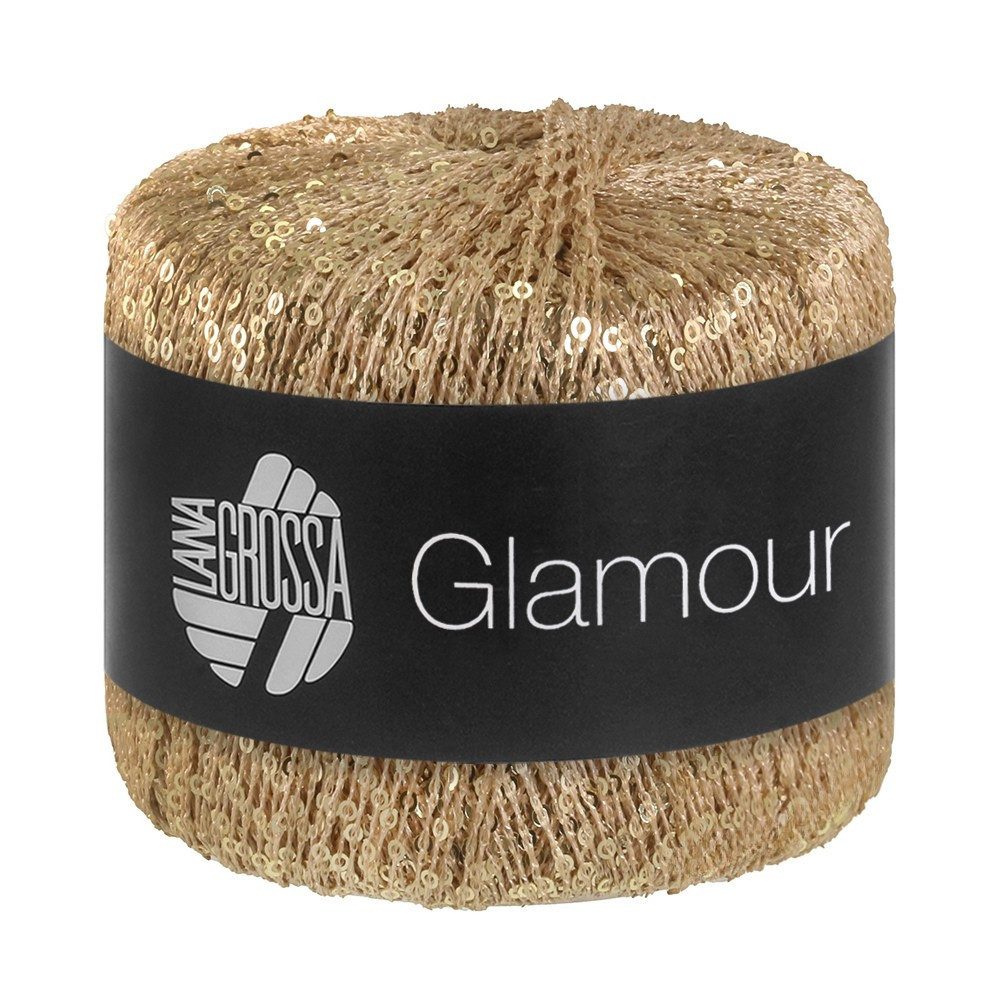 LANA GROSSA GLAMOUR Häkelwolle, 115 m (Beilaufgarn mit Pailletten für funkelnde Akzente), 25 g