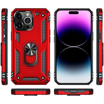 CoolGadget Handyhülle Armor Shield Case für Apple iPhone 14 Pro 6,1 Zoll, Outdoor Cover mit Magnet Ringhalterung Handy Hülle für iPhone 14 Pro