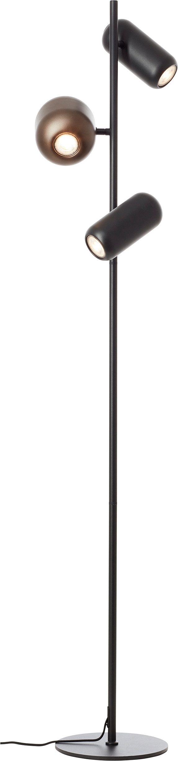Brilliant Stehlampe Jane, ohne Leuchtmittel, H 145 cm, 3x GU10 Fassung, schwenkbar, Metall, schwarz braun