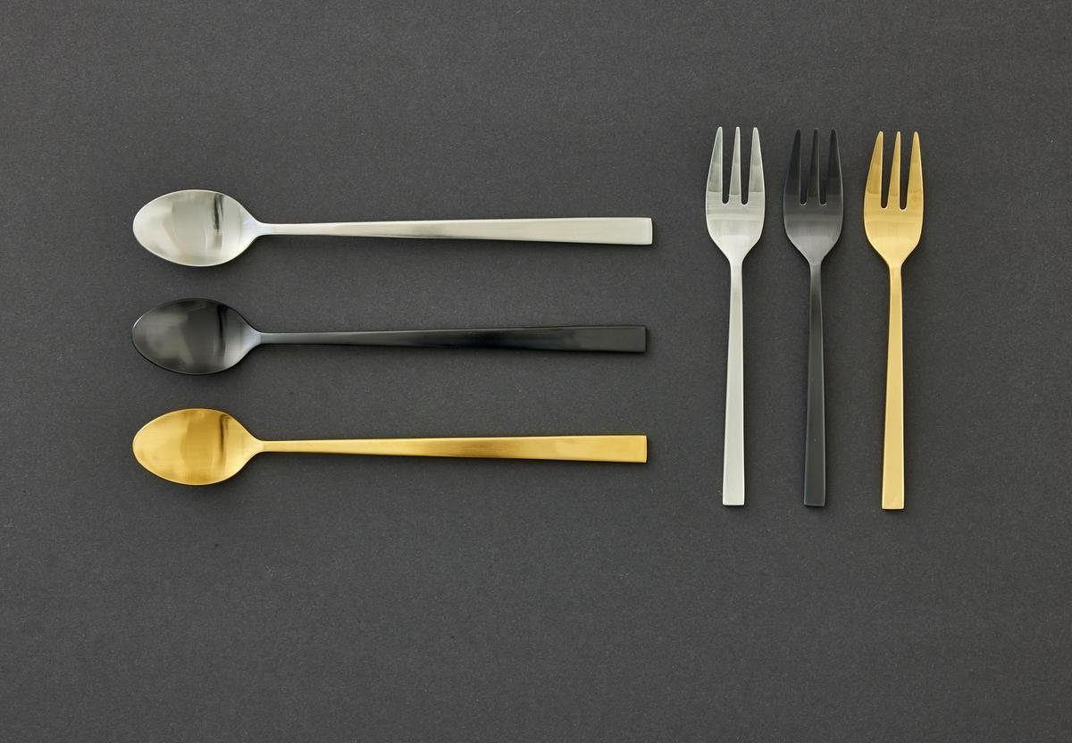 Bitz Besteck-Set Lattelöffelset schwarz matt 20 cm 4tlg., Edelstahl 18/8, Latte Macchiato-Löffel 20 cm 4 Stck Schwarz