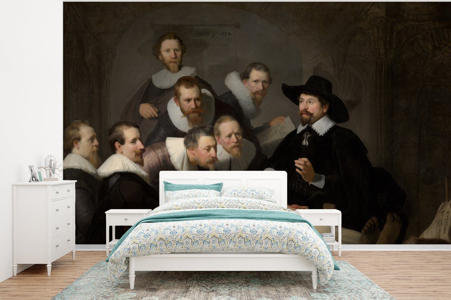 MuchoWow Fototapete Die Anatomiestunde von Dr. Nicolaes Tulp - Gemälde von Rembrandt van, Matt, bedruckt, (7 St), Vliestapete für Wohnzimmer Schlafzimmer Küche, Fototapete