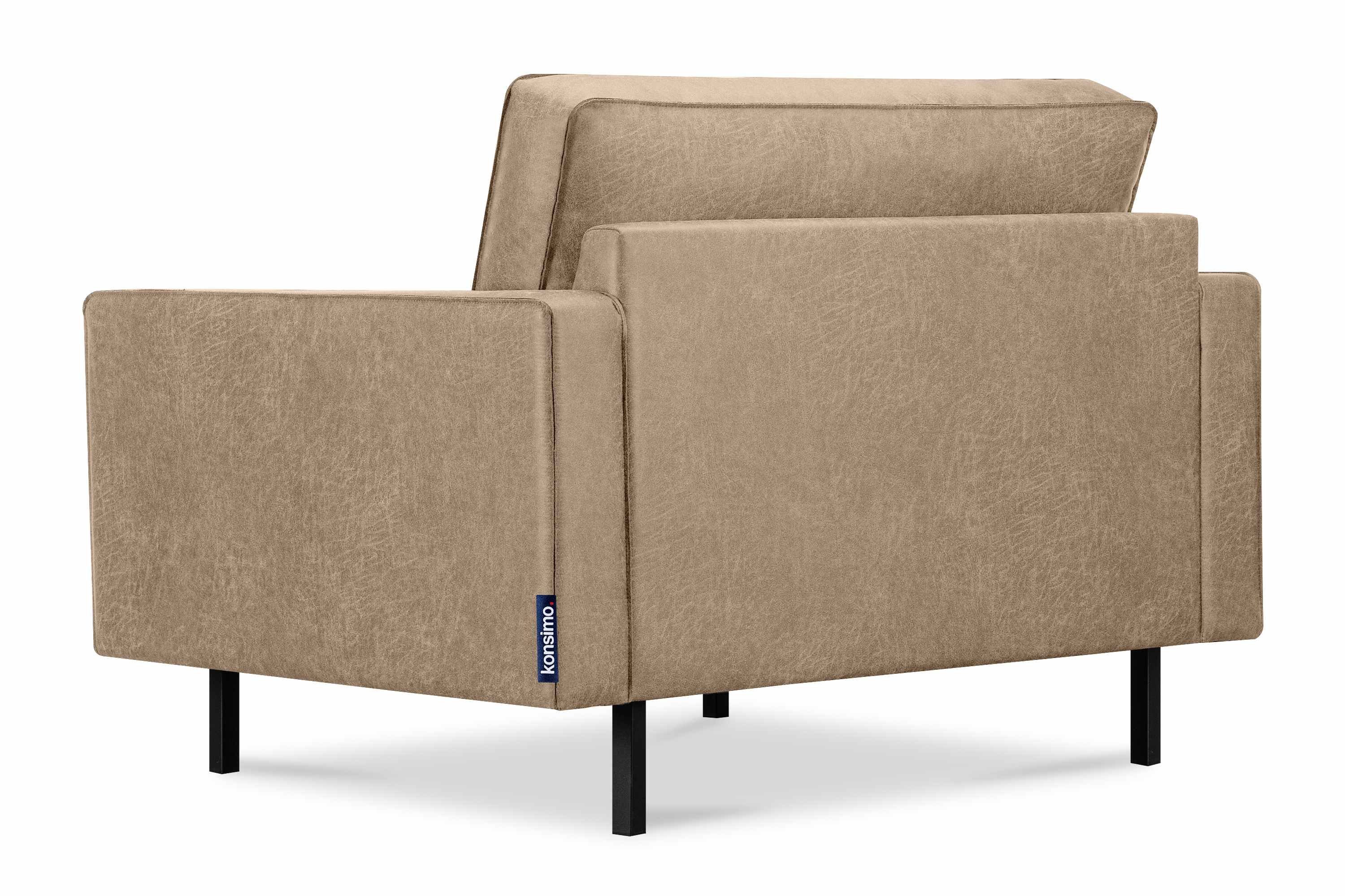 INVIA Metallfüßen, beige Grundschicht: Konsimo Breite Sessel EU beige hohen Hergestellt auf Sessel, Echtleder, | beige | in