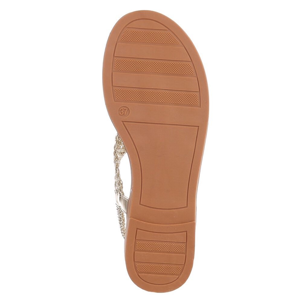 Ital-Design Damen Boho Zehentrenner Sandale mit Schmuckdetails Zehentrenner (91971220) Blockabsatz Riemchensandalen in Silber
