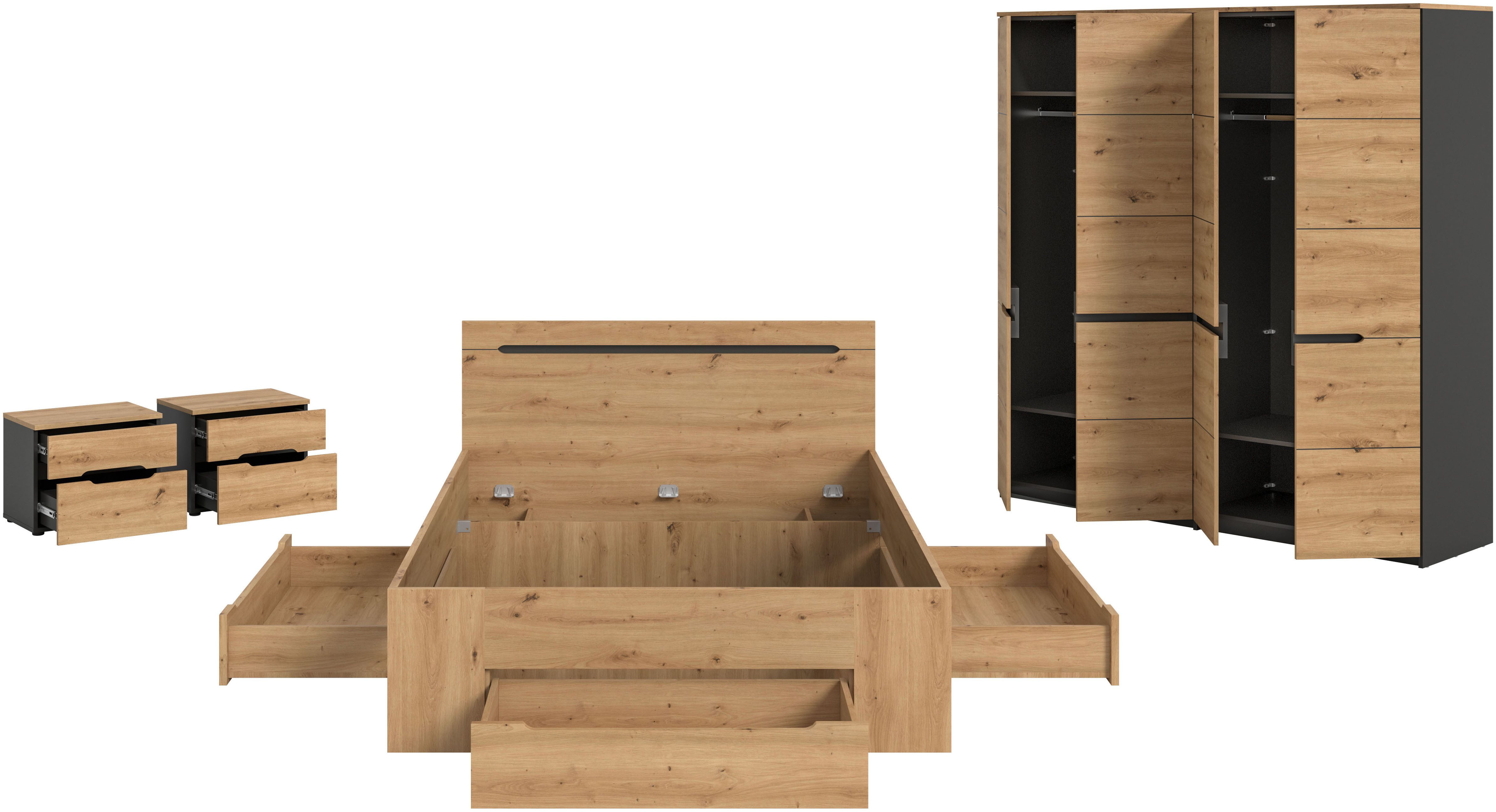 Home affaire Schlafzimmer-Set REHAT, 4-teilig, best. aus: Bett, Kleiderschr günstig online kaufen