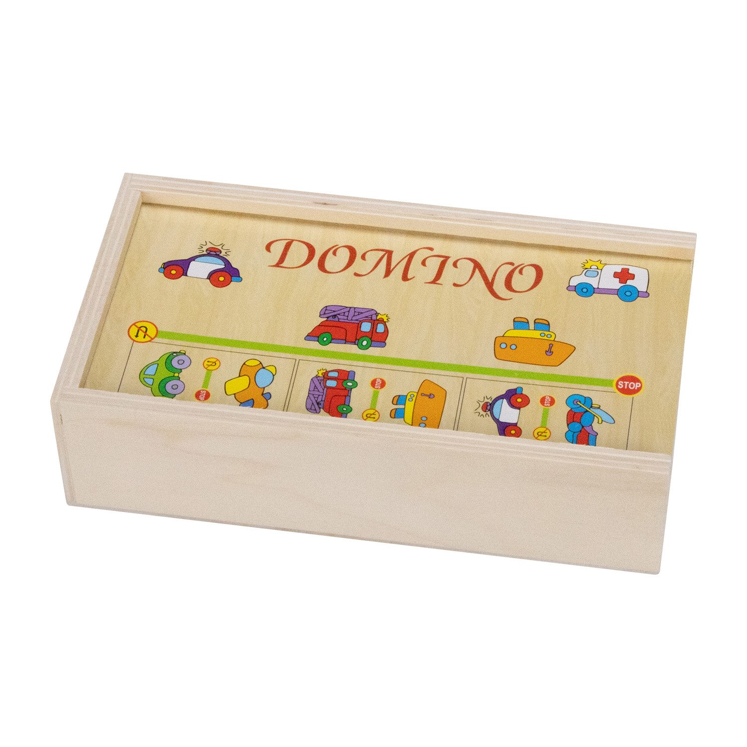 GICO Spielesammlung GICO Holz Domino Fahrzeuge Kinder Erwachsene Reisespiel - 7968