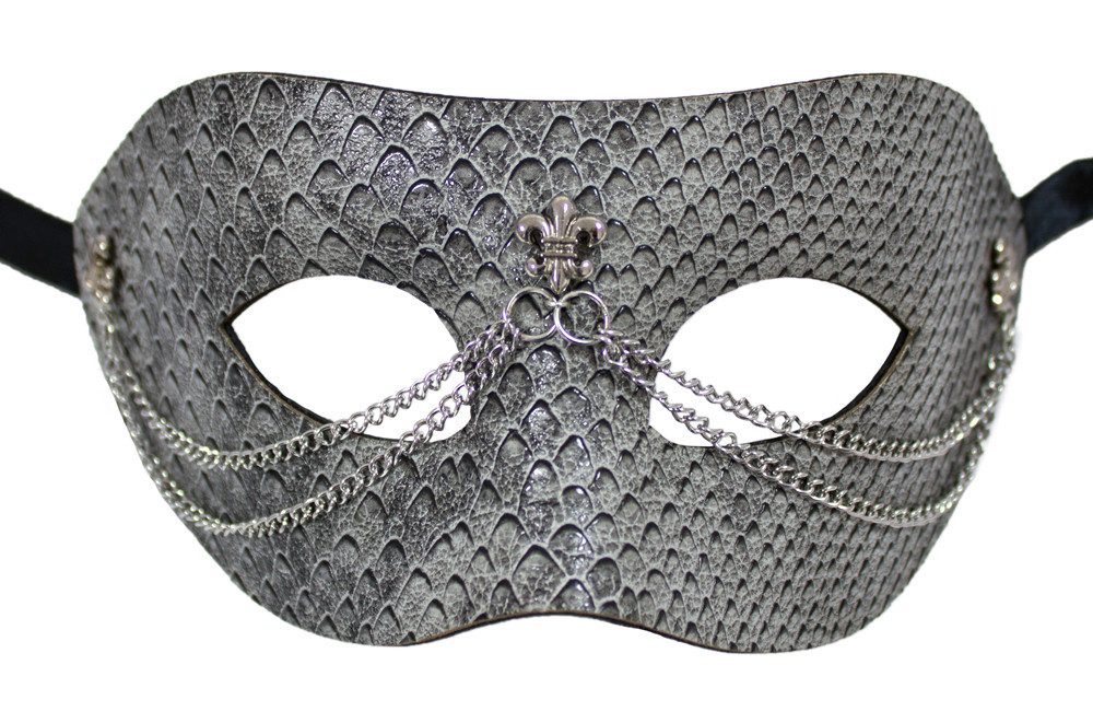 Zoelibat Verkleidungsmaske Augenmaske mit Reptilmuster aus Kunstleder - Grau