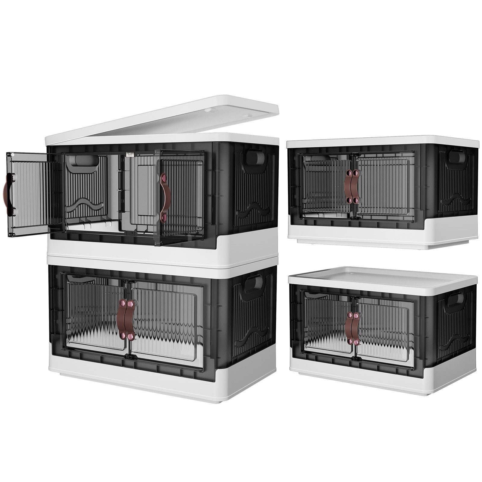 POPOLIC Aufbewahrungsbox Stapelbare Aufbewahrungsbox mit Rädern, Deckel (Ku günstig online kaufen