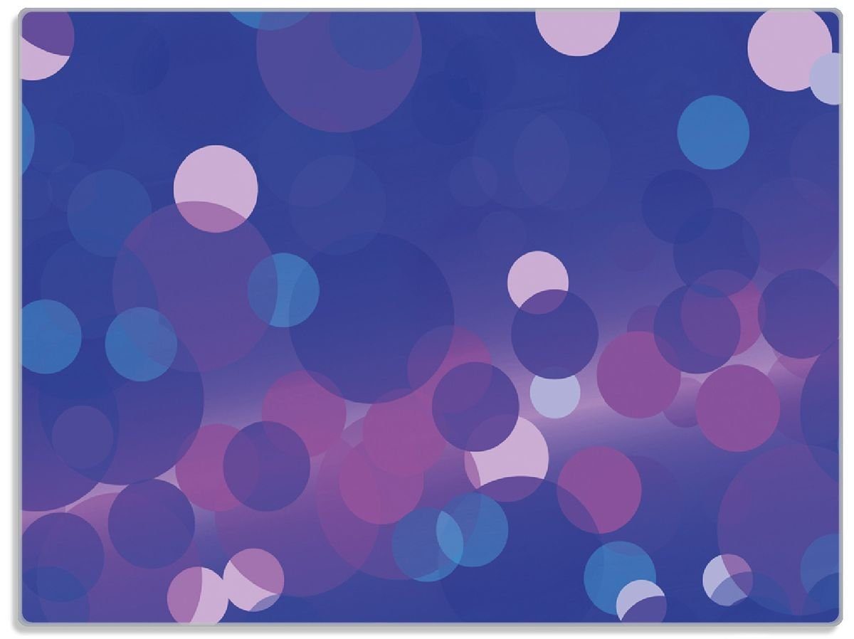 Wallario Schneidebrett Blaue Kreise mit pink - harmonisches Muster, ESG-Sicherheitsglas, (inkl. rutschfester Gummifüße 4mm, 1-St), 30x40cm