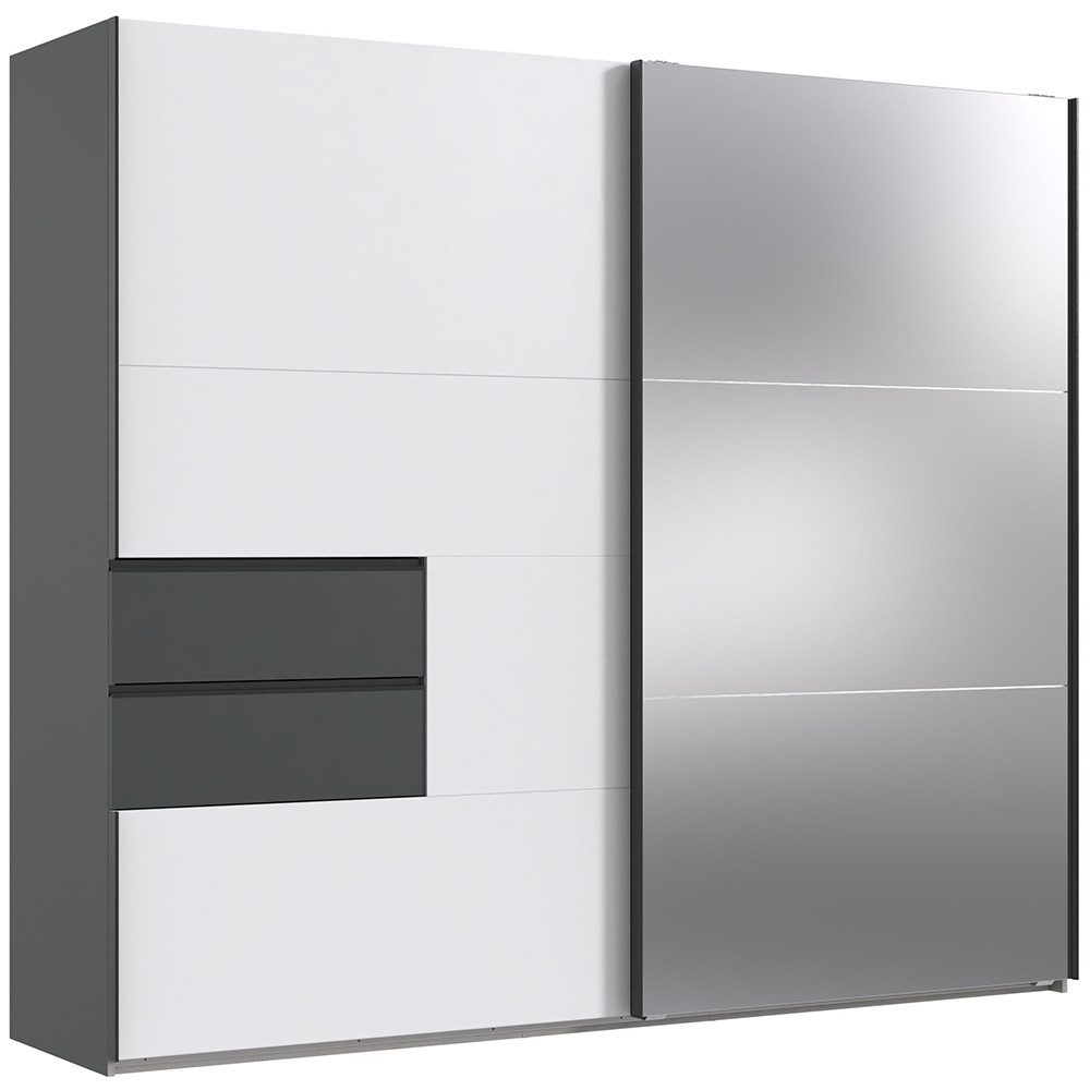 Lomadox Kleiderschrank PORTOFINO-43 Schwebetürenschrank Schlafzimmerschrank Schrank 250cm breit in weiß