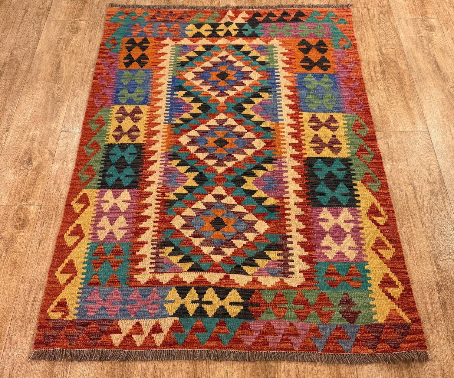 Rug Studios Teppich KELIM ORIGINAL HANDGEARBEITET, Rechteckig, Höhe: 5 mm, Handgewebt, 104 x 153 cm, Multi