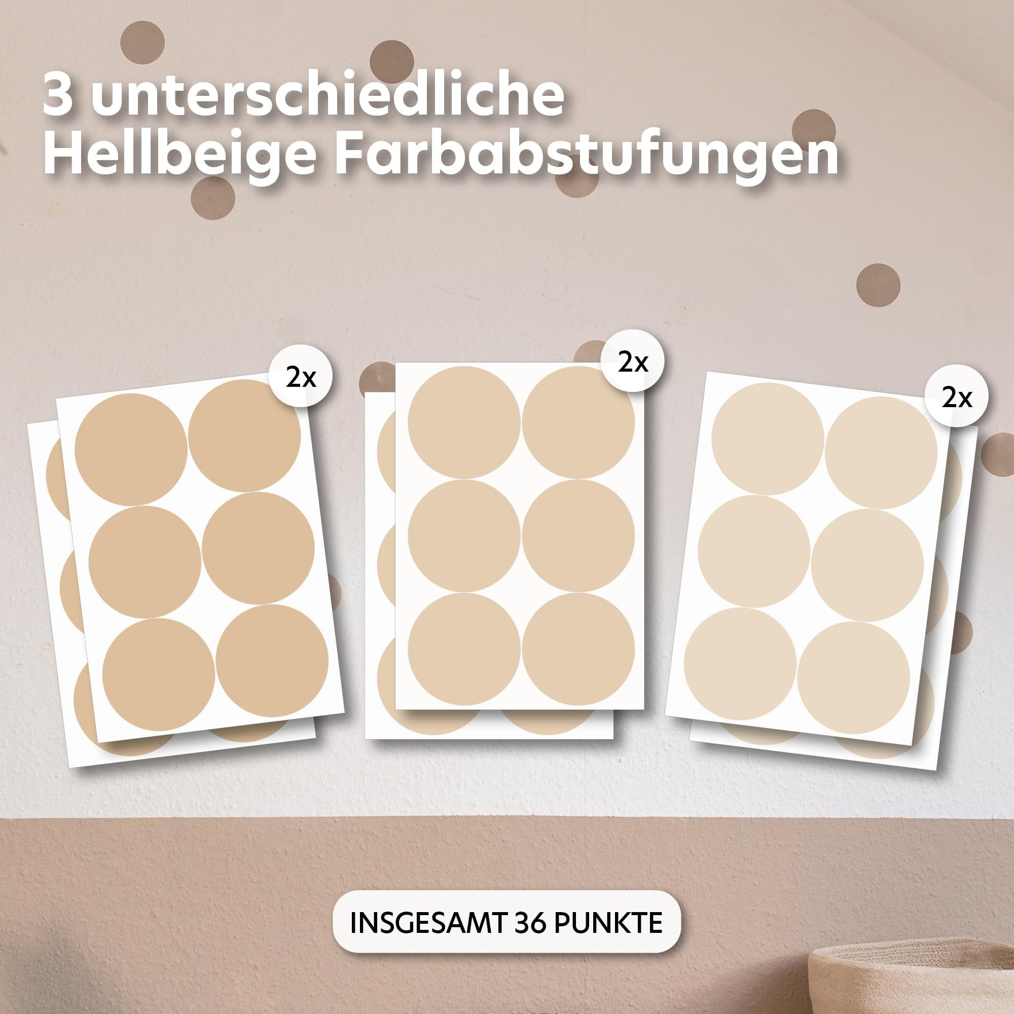 lilimaus Wandsticker Herzen, Sterne & Punkte selbstklebend - Deko fürs Kinderzimmer (36 St), Herzen, Sterne oder Punkte - 36er- & 132er-Set, ablösbar