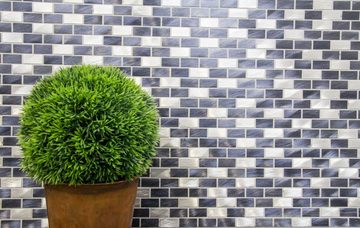 Mosani Mosaikfliesen Mosaik Fliese Aluminium Brick schwarz Fliesenspiegel Küchenwand