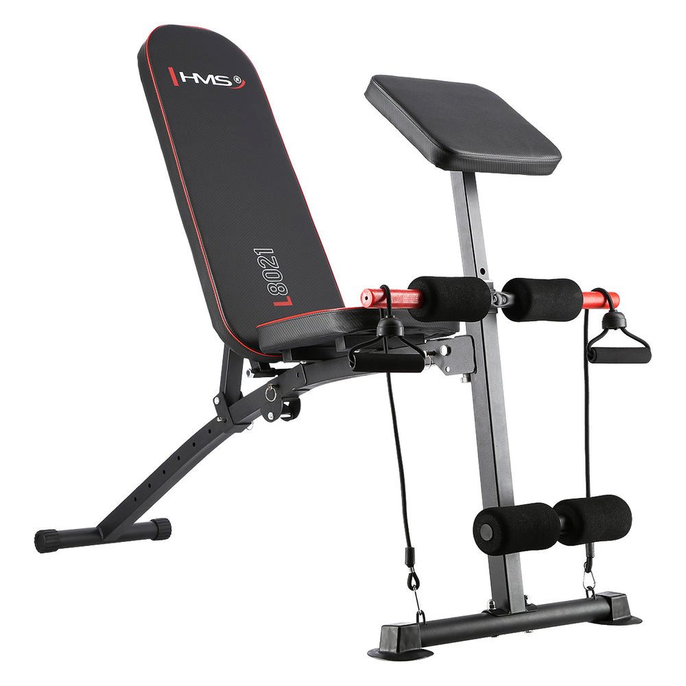 HMS Trainingsbank Hantelbank Fitnessbank Curlpult, (Spar-Set, 1-tlg., 139 x 58 cm klappbar), Curlpult, Expander, klappbar, verstellbare Lehne