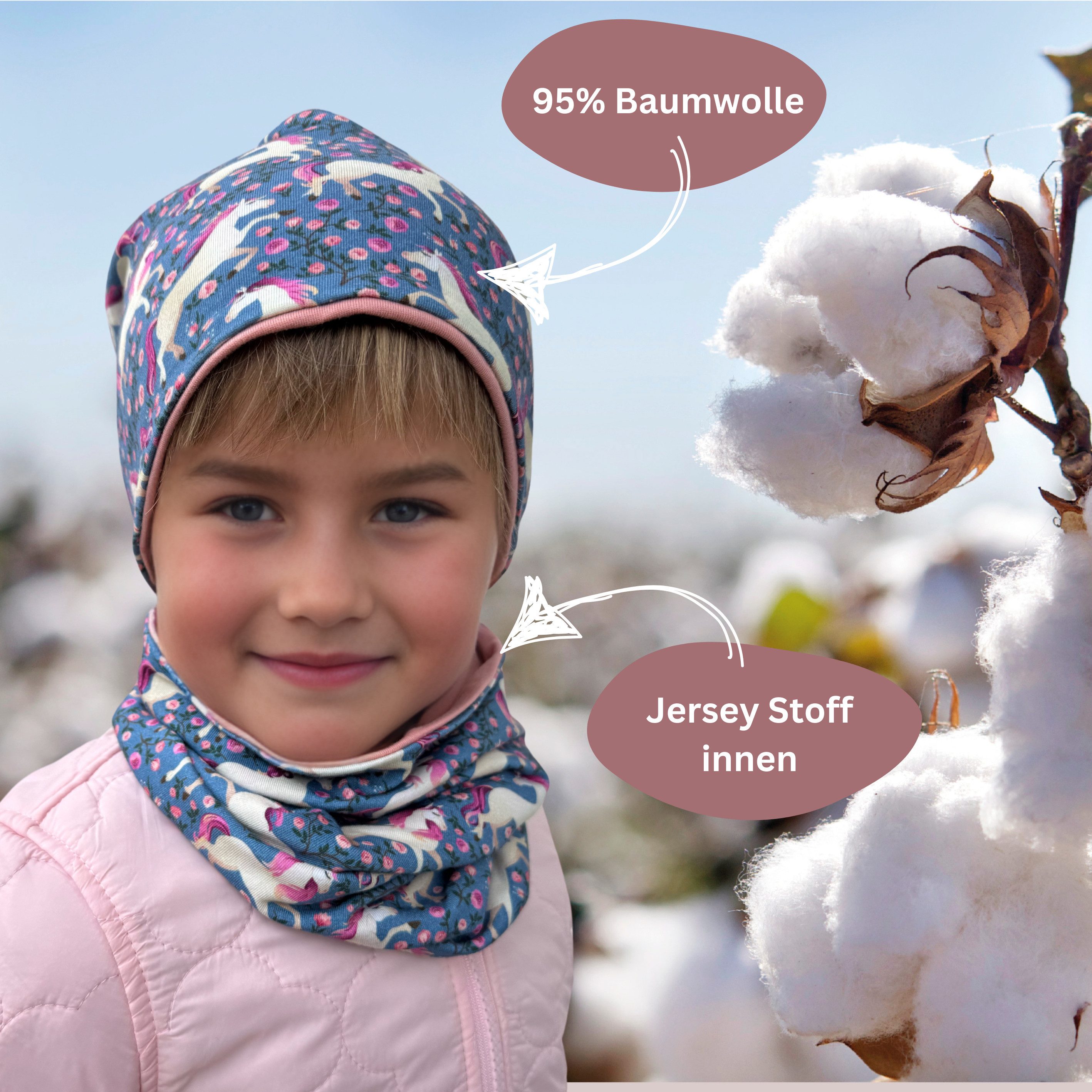 HECKBO Beanie HECKBO Kinder Mädchen Jungen Beanie Mütze & Loop-Schal Set – Bild 4 von 5