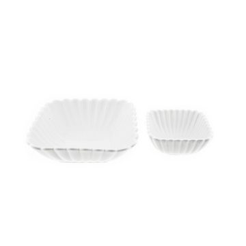 Sunay Snackschale 8 Teiliger Snackschalen-Set Riffle Design aus Porzellan in Weiß Eckig, (8-tlg)