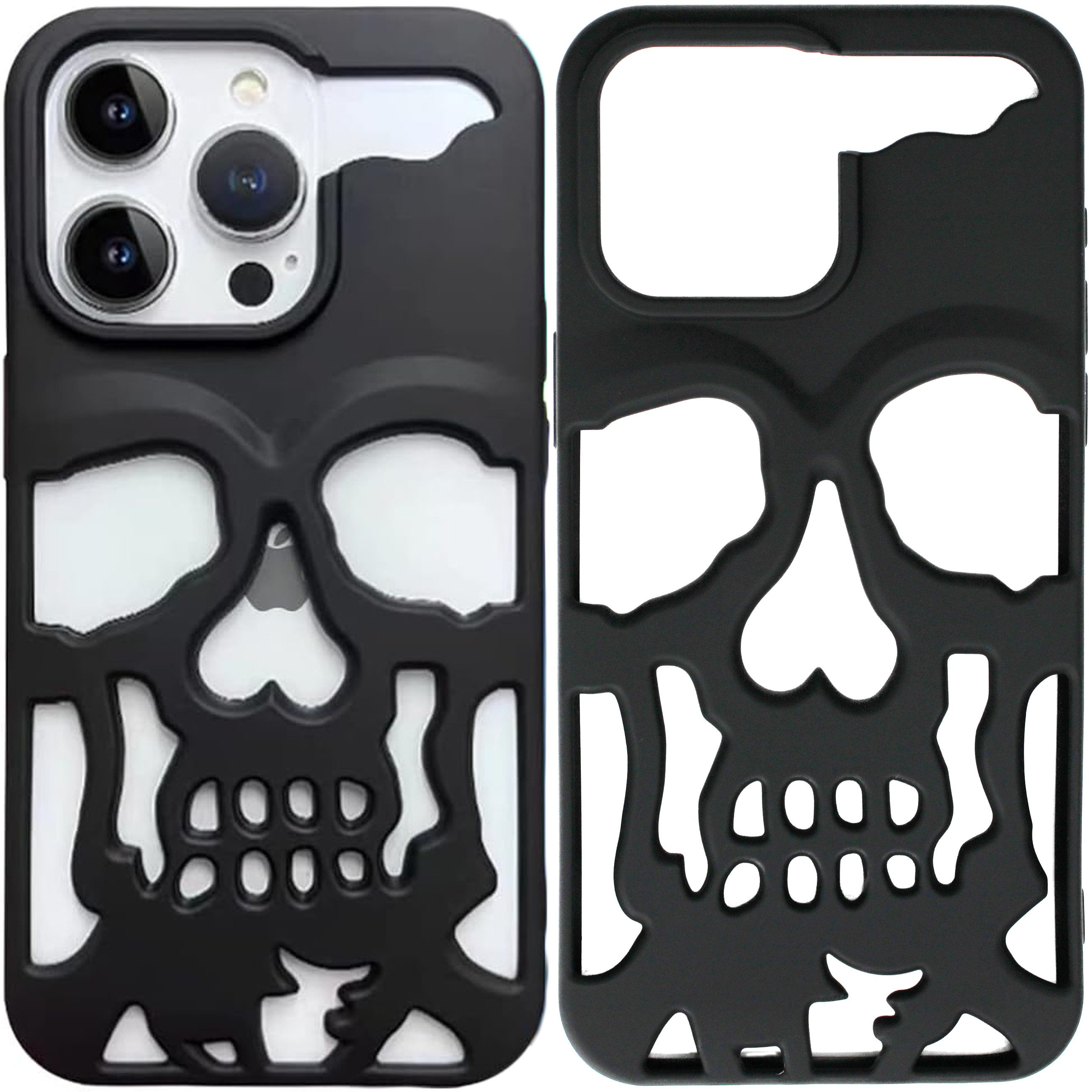 Wörleonline Handyhülle für Apple iPhone 14 Pro Max Totenkopf Hülle, Halloween Schädel Motiv Handyhülle, flexibel und biegsam