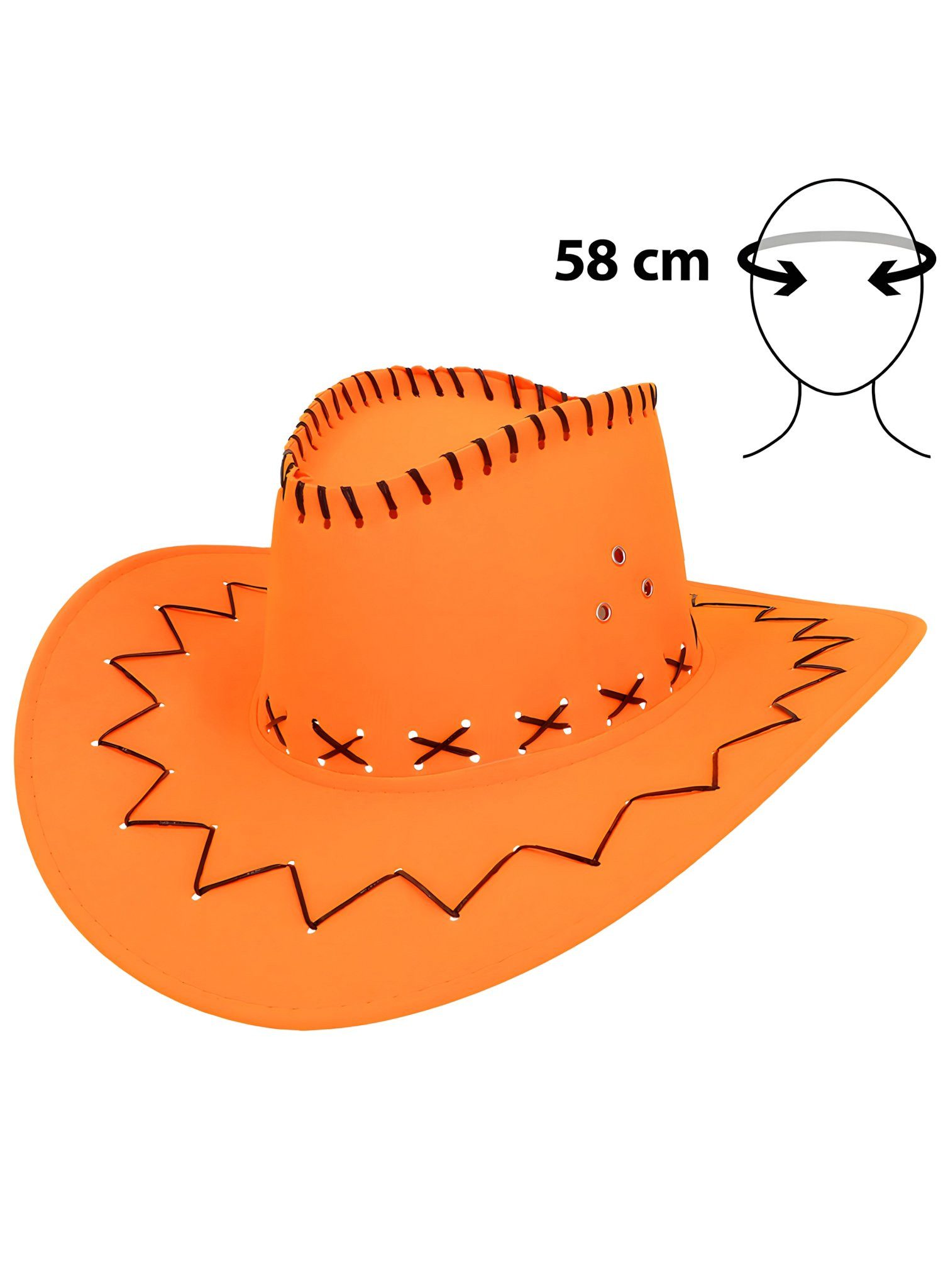 Boland Kostüm Festival Cowboyhut neon-orange, Pure Wonne: fällt auf Festivals krass auf und schützt vor Sonne!