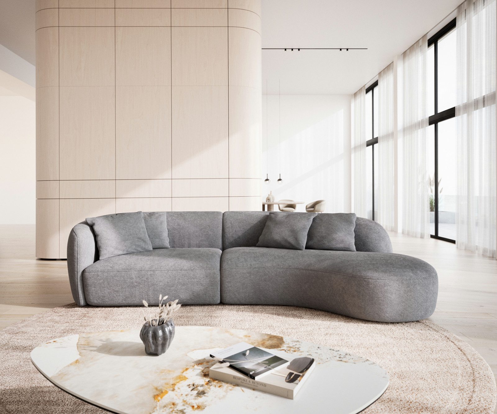 DELIFE Big-Sofa Mairi, Mikrofaser Grau 330x160 günstig online kaufen