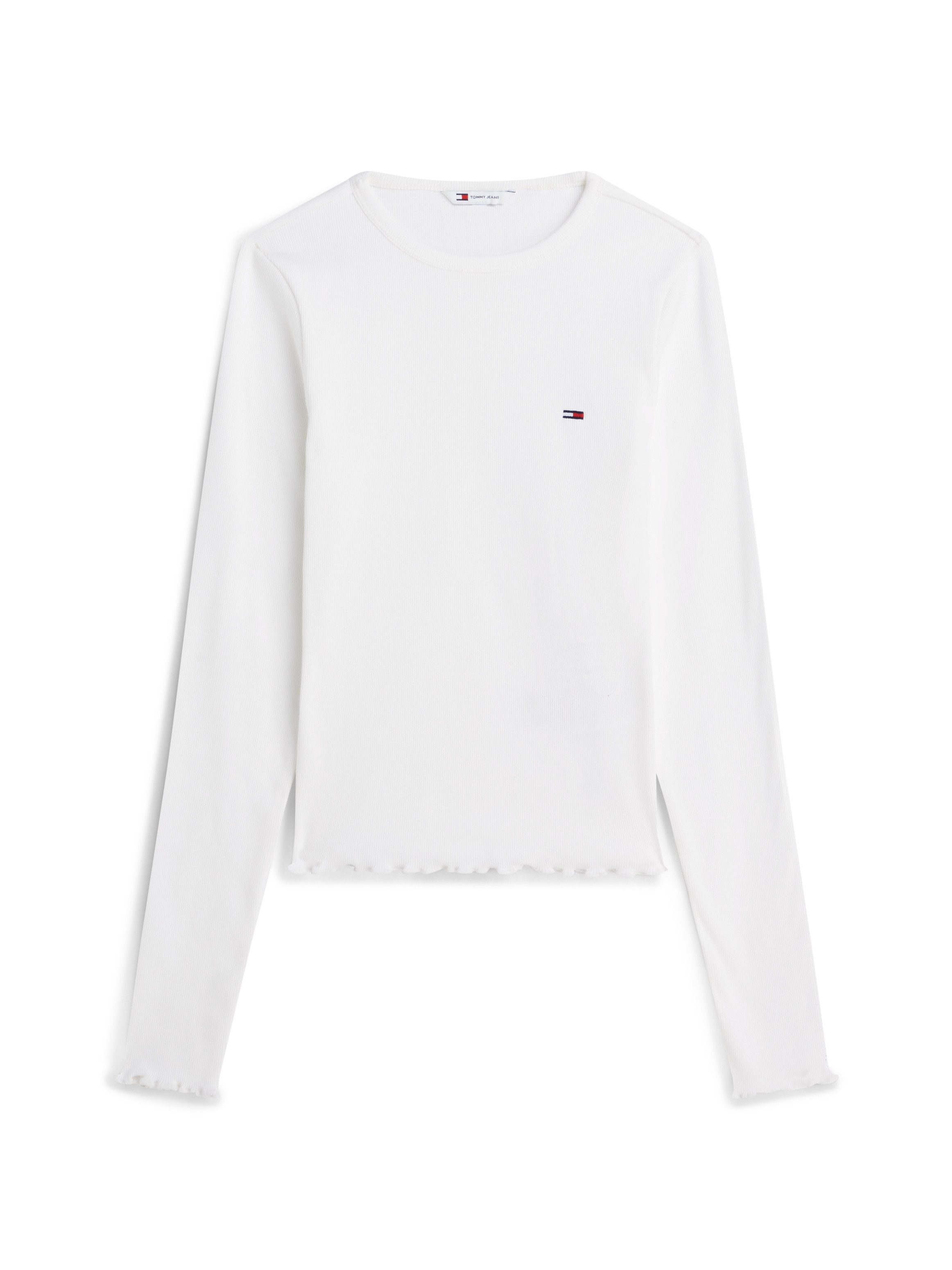 Tommy Jeans Langarmshirt TJW SLIM SH LETTUCE EDGE RIB LS mit gerippter Struktur, gewellter Saum – Bild 5 von 5