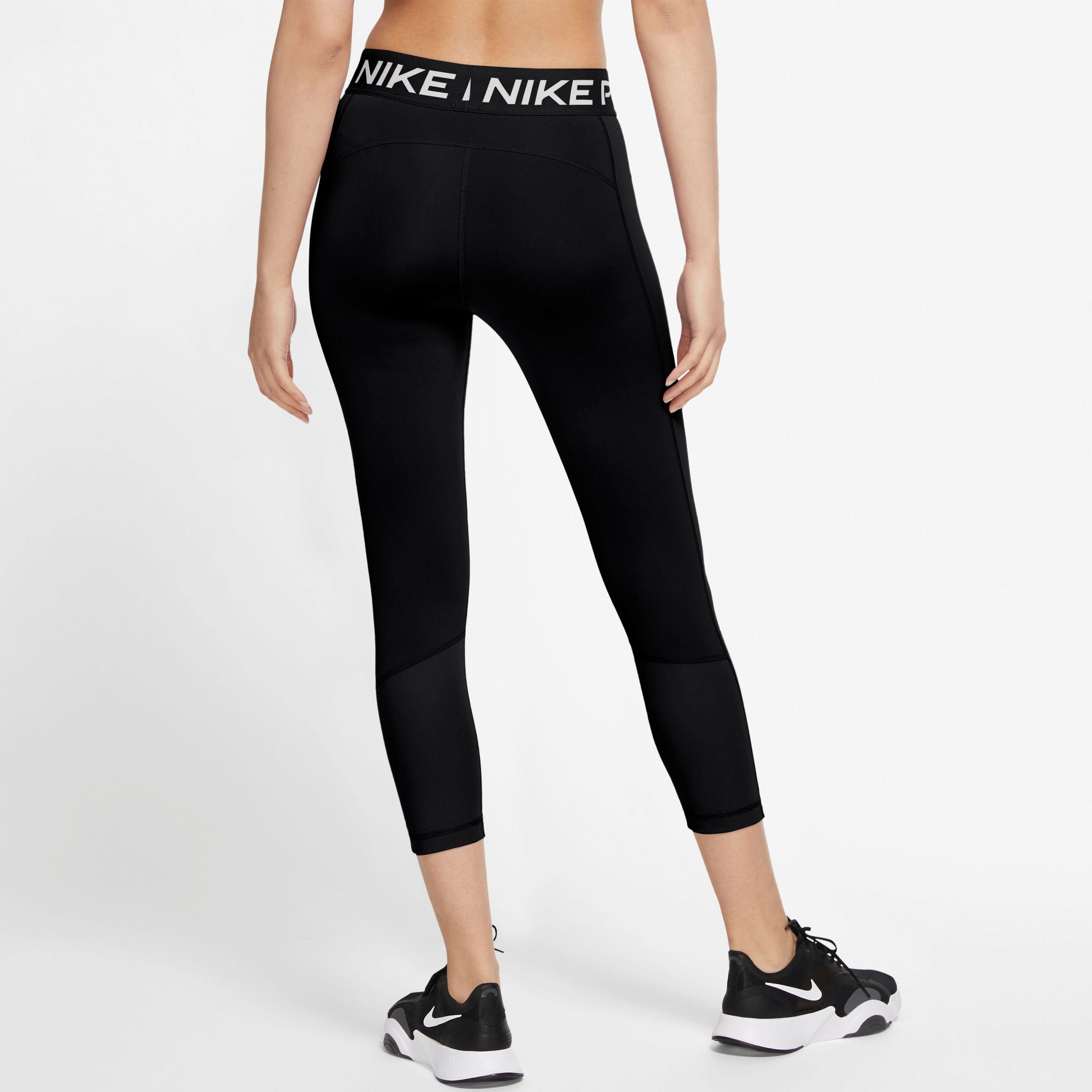 schwarz Women's Trainingstights Nike Pro Mid-Rise Leggings Crop