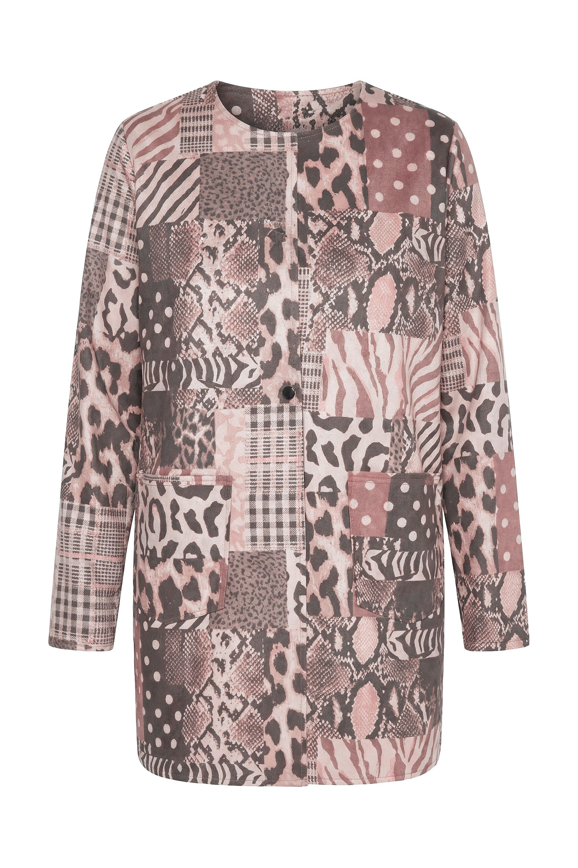 MIAMODA Sommerjacke Veloursjacke gerade Passform Alloverprint