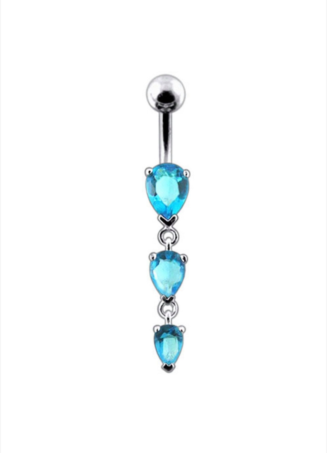 Karisma Schmuck Bauchnabelpiercing Silber 925 Anhänger 3 Tropfen Nabel Stecker Zirkonia, Frauenschmuck
