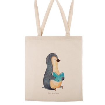 Mr. & Mrs. Panda Tragetasche Pinguin Buch - Transparent - Geschenk, nichtstun, Bücherwurm, Ferien, (1-tlg), Design-Highlight