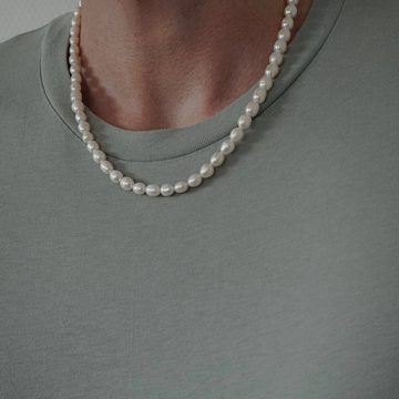 Sprezzi Fashion Perlenkette Perlen Halskette mit echten Süßwasser Perlen verstellbar 4mm, verstellbare Länge, robust, Naturperlen