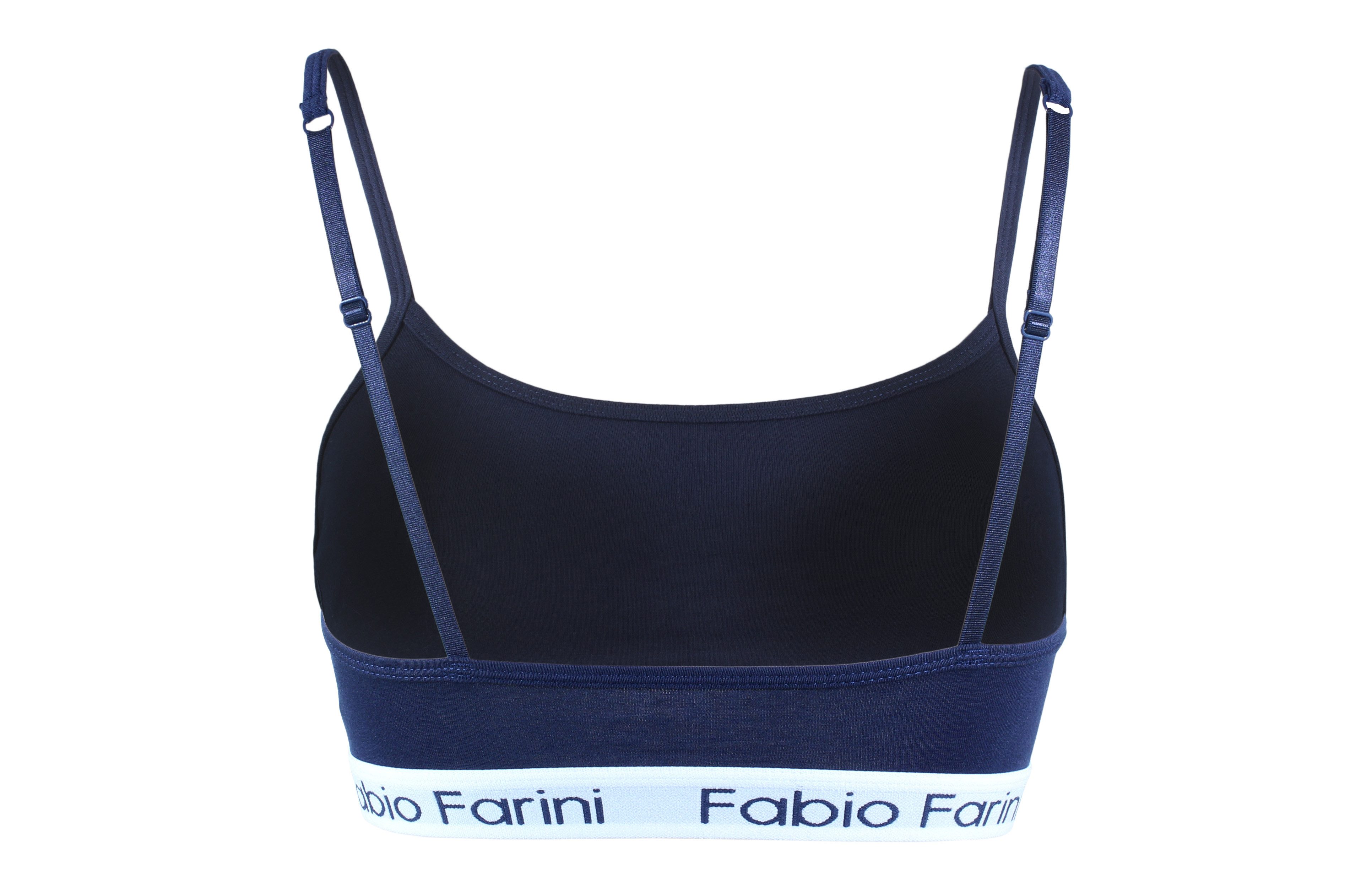Fabio Farini Sport-BH Frauen Unterwäsche - Damen Sport-BH aus Baumwolle mit Strech-Anteil (Packung, 1-tlg) bügellos, mit Spaghettiträgern und Logo-Bund