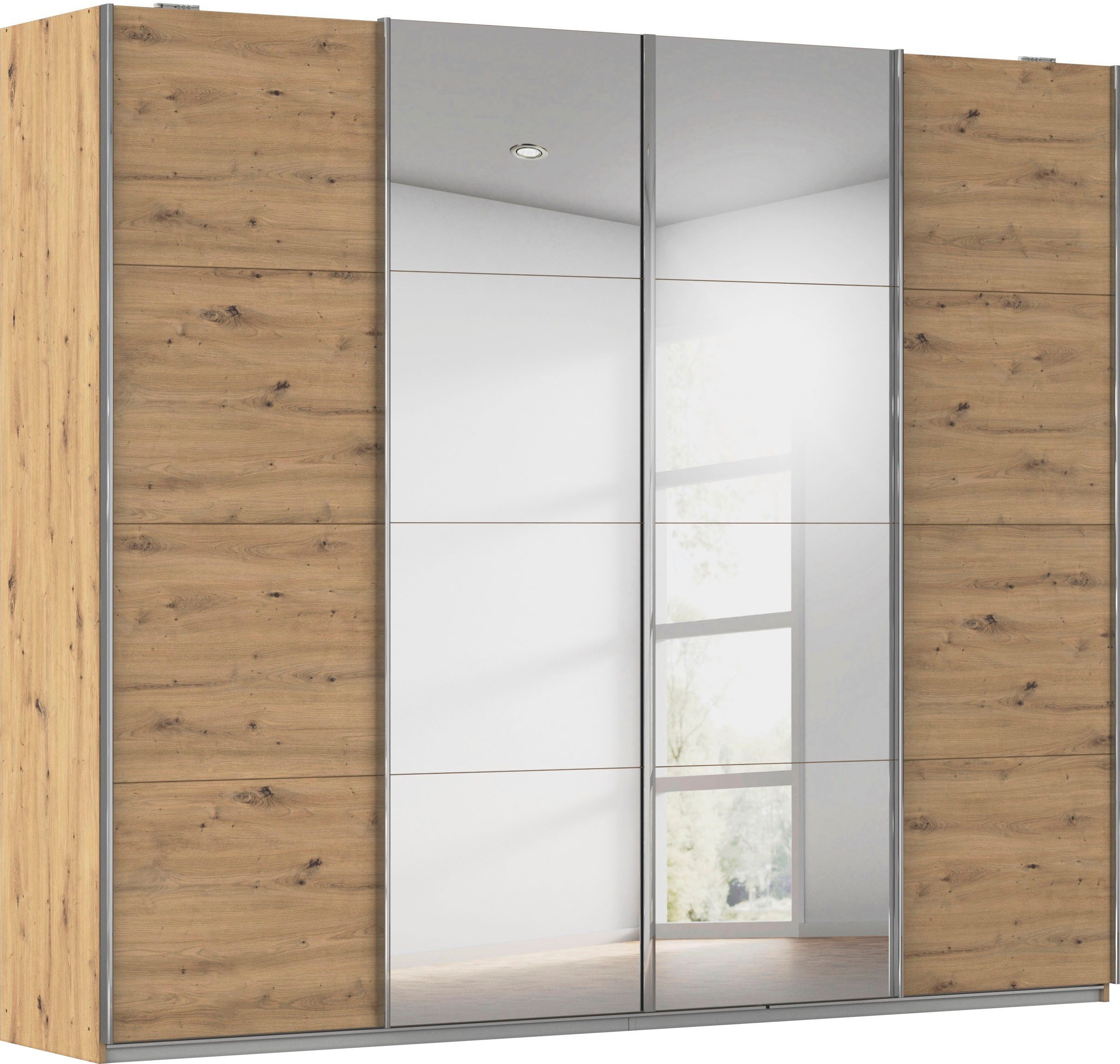 rauch Schwebetürenschrank Kleiderschrank Schrank Garderobe Wäscheschrank Ankleide SYNCRONO (Mitteltüren öffnen parallel, Breiten 271/316/361 cm Höhen 211/230 cm) Mitteltüren mit praktischer Synchron-Öffnung MADE IN GERMANY