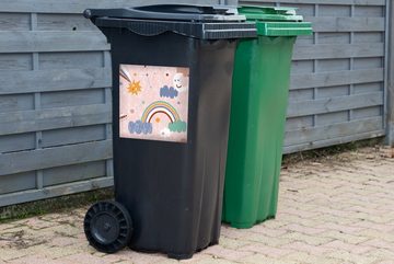 MuchoWow Wandsticker Regenbogen - Kind - Wolken (1 St), Mülleimer-aufkleber, Mülltonne, Sticker, Container, Abfalbehälter