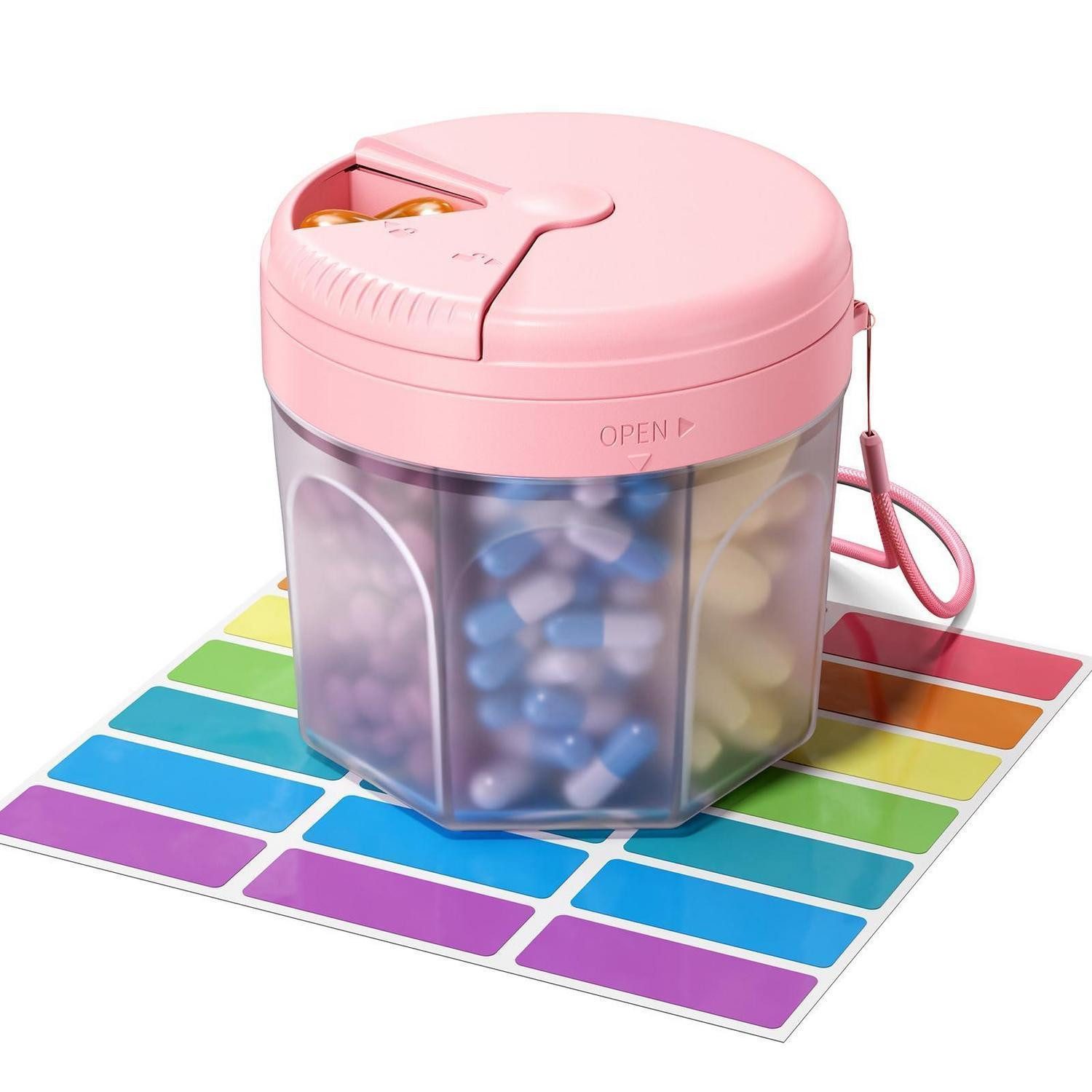 LuxusKollektion Pillendose 7-Tage Tablettenbox Rund Rosa (1 St)