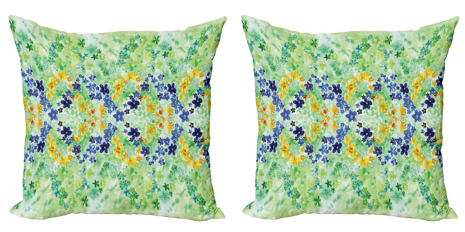 Kissenbezüge Modern Accent Doppelseitiger Digitaldruck, Abakuhaus (2 Stück), Grün Garten-Blumen