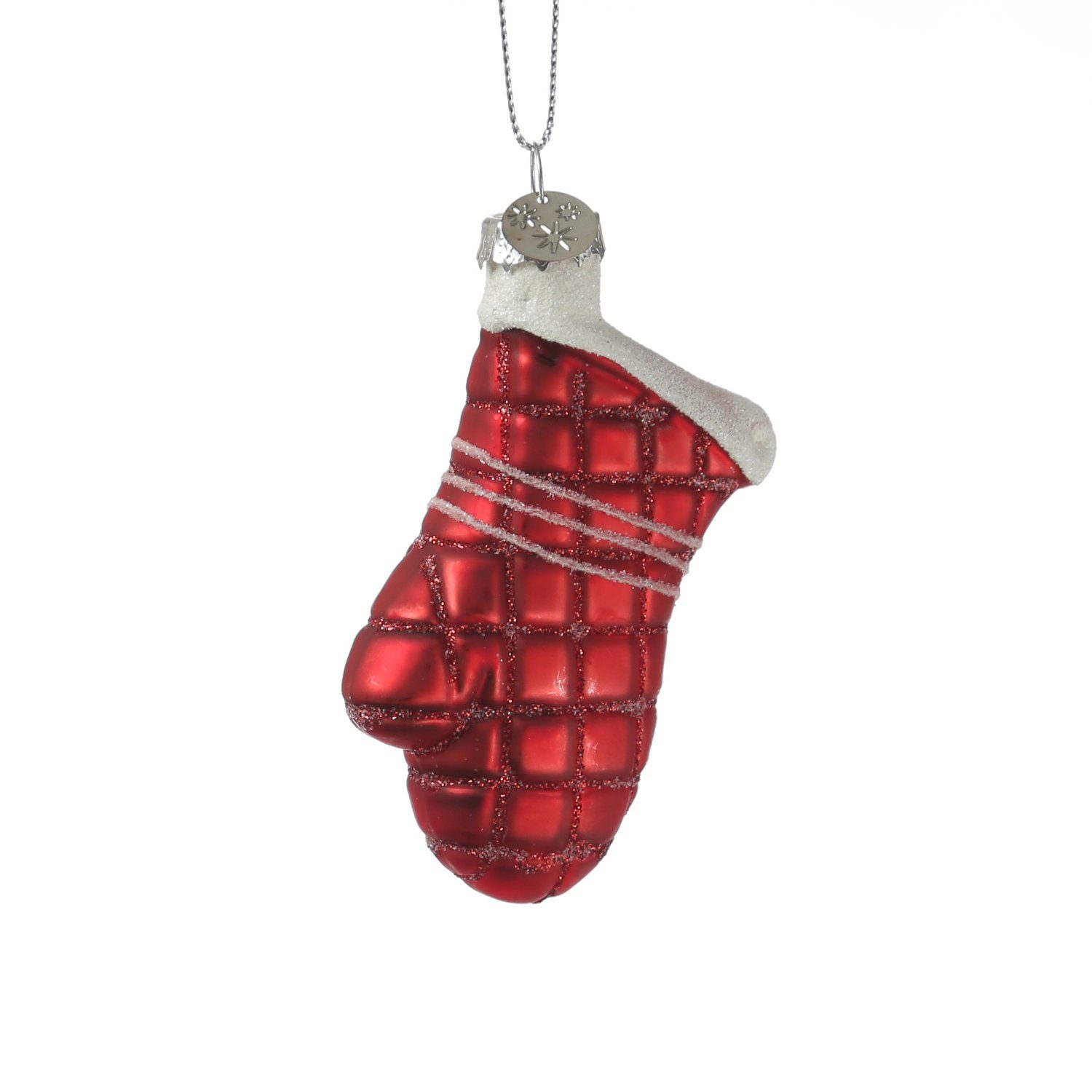 Christbaumschmuck H: MARELIDA 8,5cm Glas Handschuh Baumanhänger Weihnachtsbaumschmuck rot
