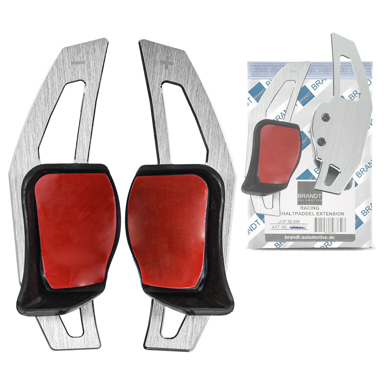 BRANDT AUTOMOTIVE Lenkeradapter Auto Lenkrad Schaltwippen Verlängerung SET Aluminium SILBER, (2-tlg., für SEAT LEON II 1P TOLEDO III 5P ALTEA ALHAMBRA II 7N)