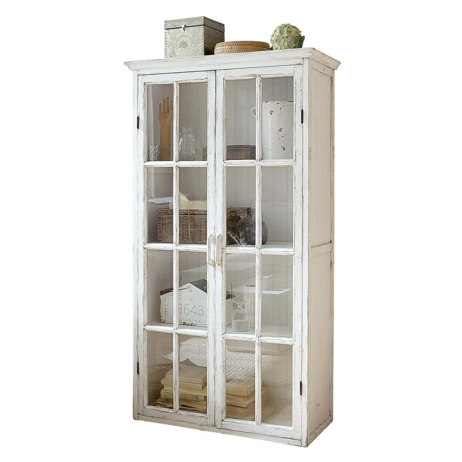 Mirabeau Vitrine Schrank Keanu antikweiß