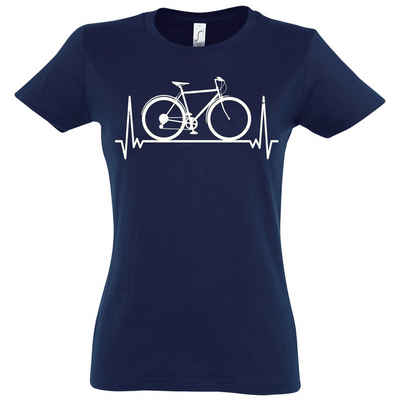 Youth Designz T-Shirt Heartbeat Fahrrad Damen Shirt mit trendigem Frontprint