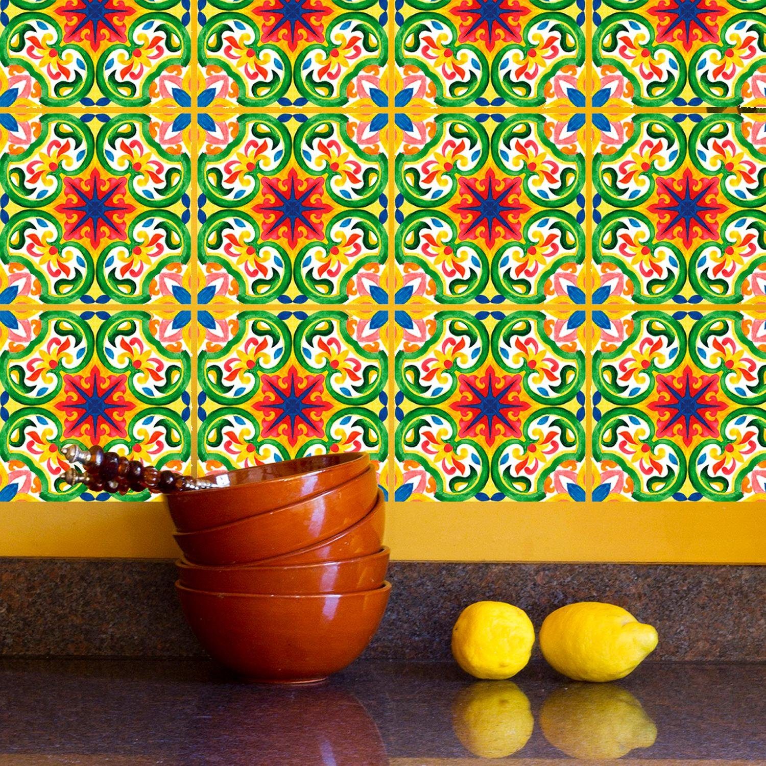 queence Fliesenaufkleber Ornament, Stickerfliesen, selbstklebend, Sticker, 12er Set