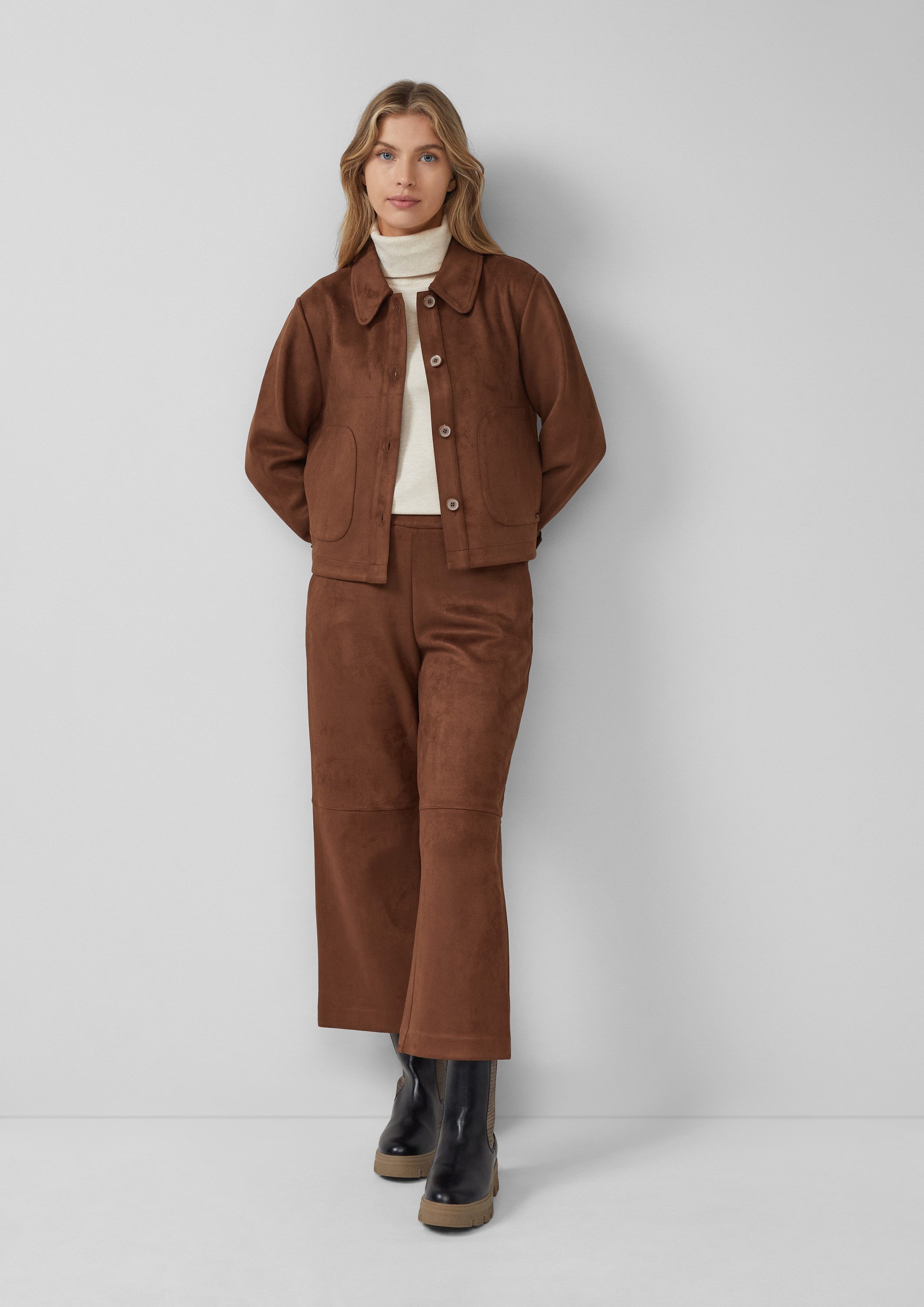 s.Oliver Culotte Hose Culotte in Veloursleder-Optik