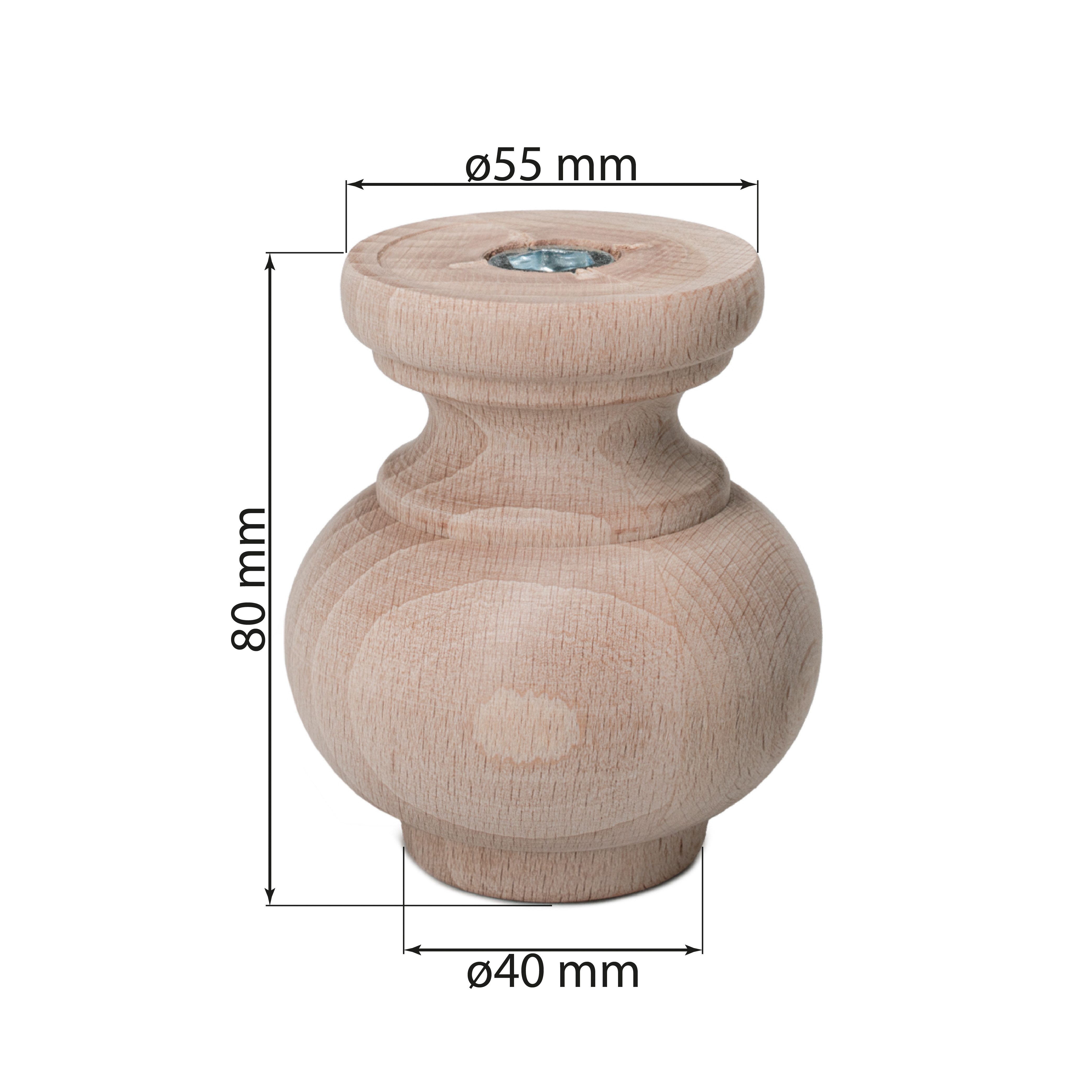 Prima-Online Möbelfuß Möbelfuße aus Holz Schrankfüß Kugelfuß Vasenform Mass günstig online kaufen
