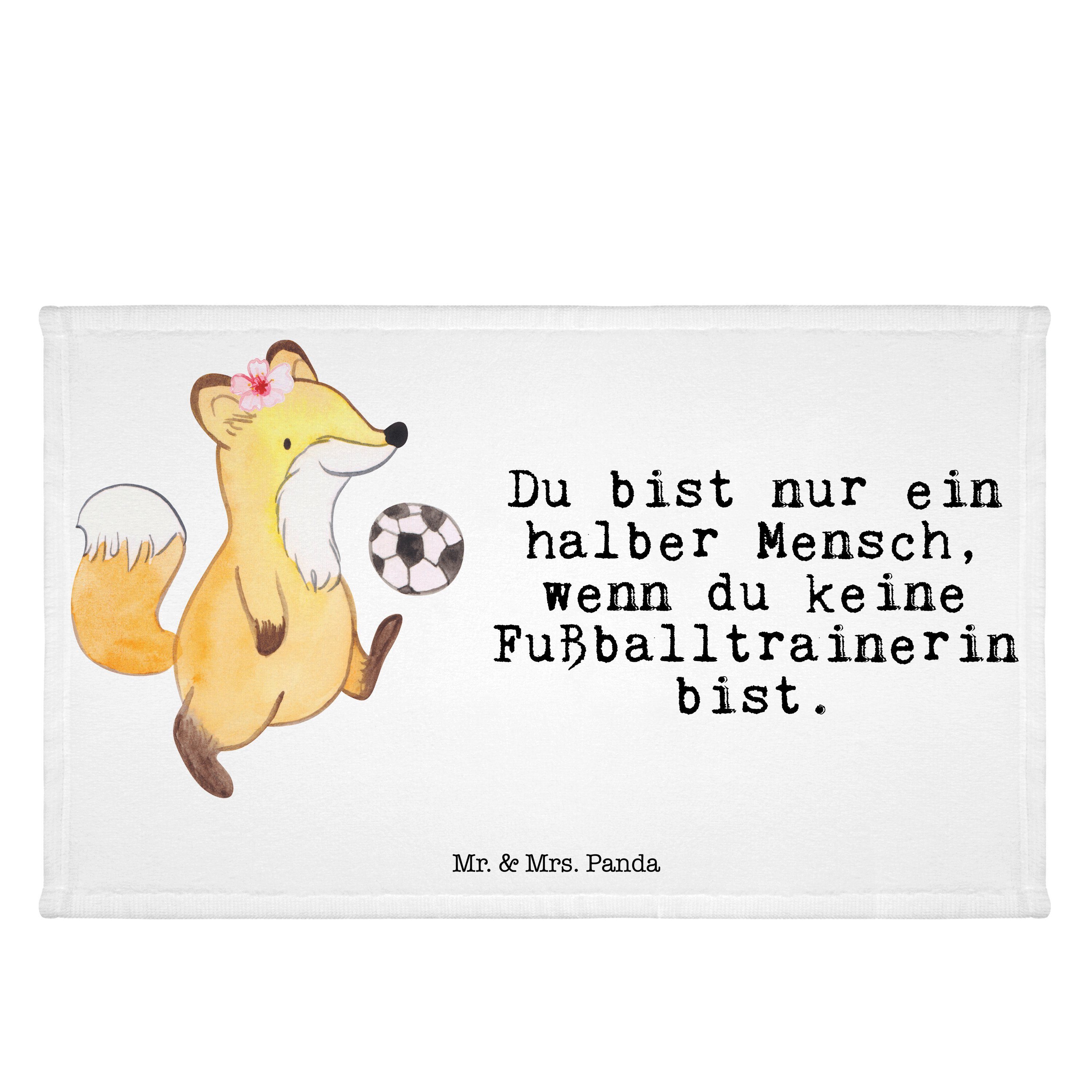 - Herz Mr. Handtuch Fußball, Geschenk, mit Fußballtrainerin Mrs. (1-St) Weiß Glücksbr, - Verein & Panda