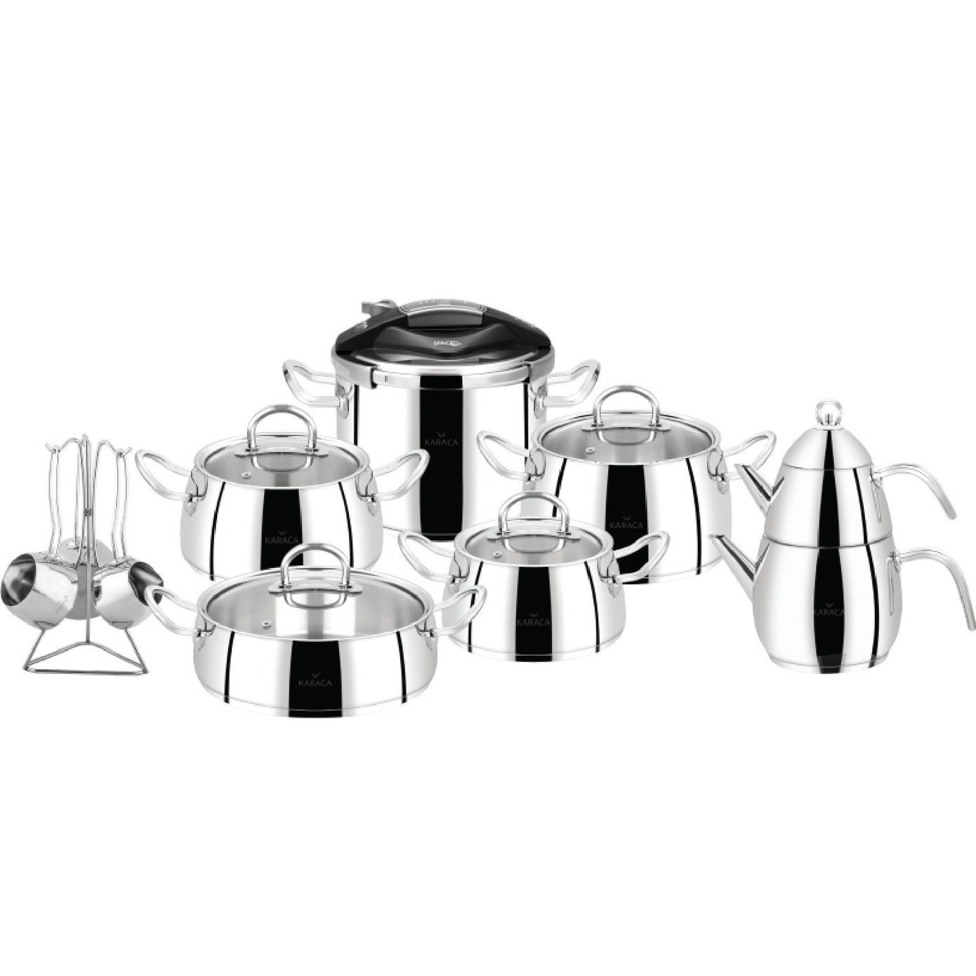 Karaca Topf-Set Neu Zeyna 17 Teiliges Stahl Mitgift Set, Кастрюли und Pfannen aus Stahl