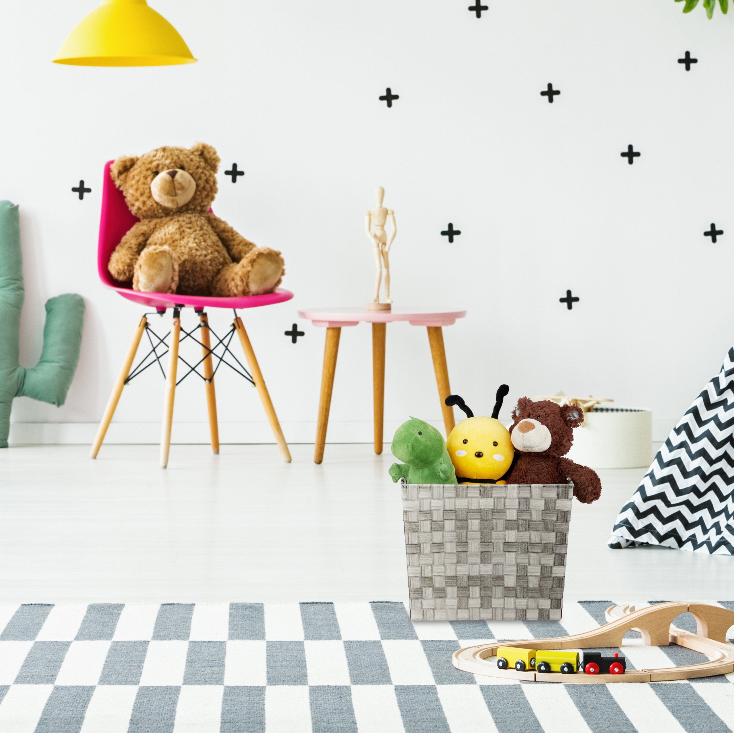 relaxdays Aufbewahrungskorb hoch geflochte, Grau günstig online kaufen