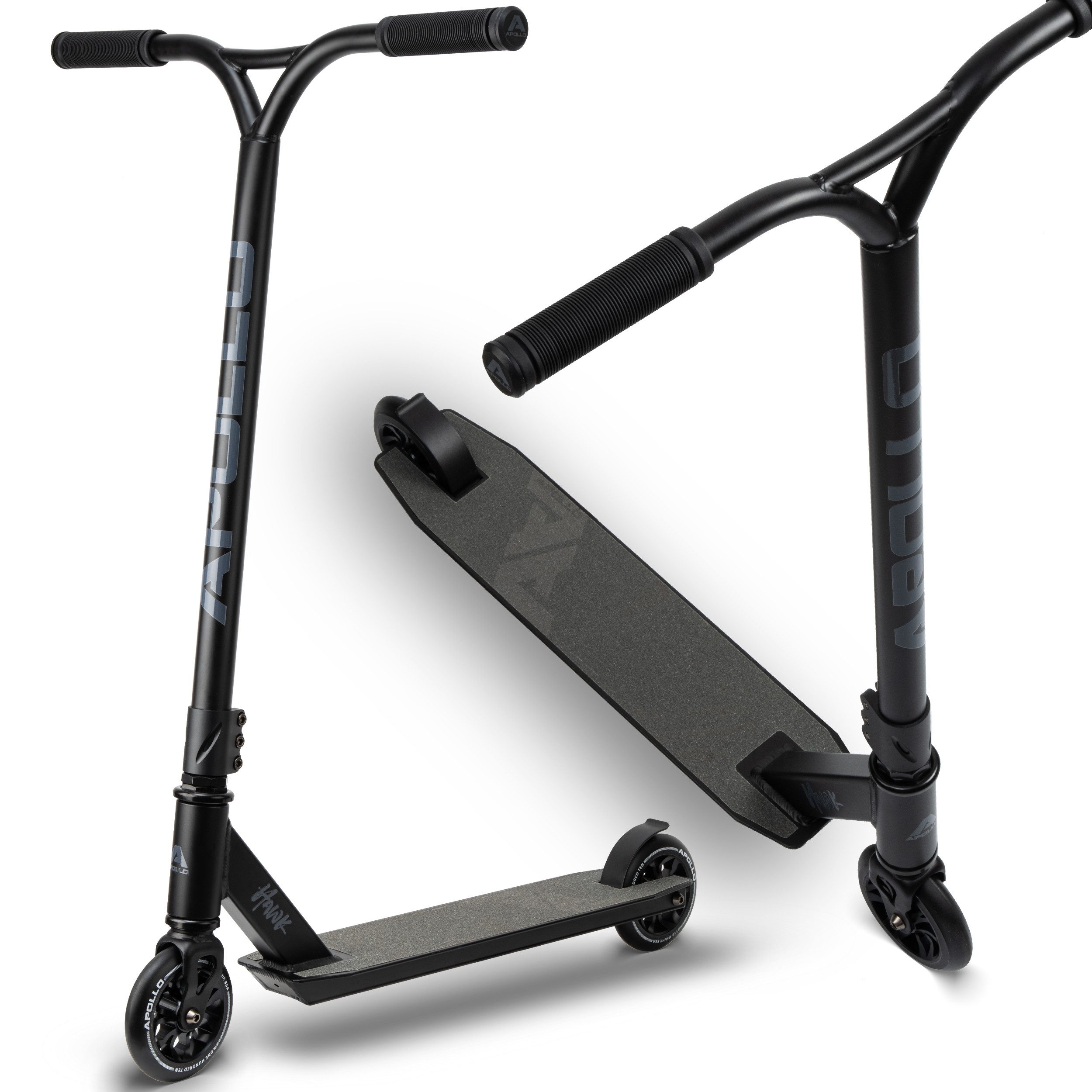 Apollo Stuntscooter Hawk - Scooter für Erwachsene, Jugendliche und Kinder ab 6 Jahren, extra breite Trittfläche & stabiler Lenker
