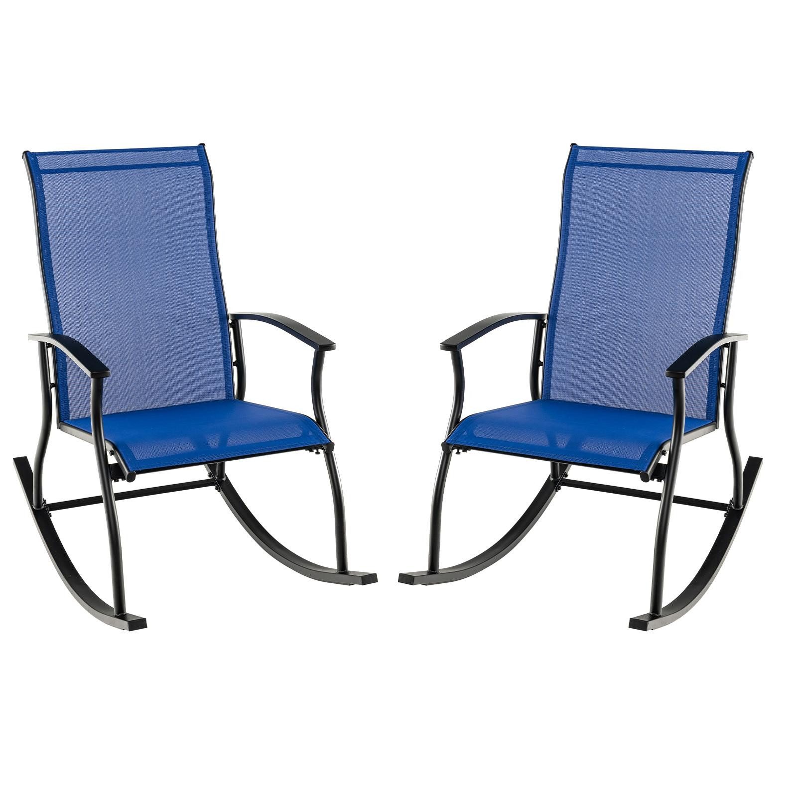 KOMFOTTEU Schaukelstuhl (2er Set), Gartenstuhl mit Metallrahmen bis zu 150kg