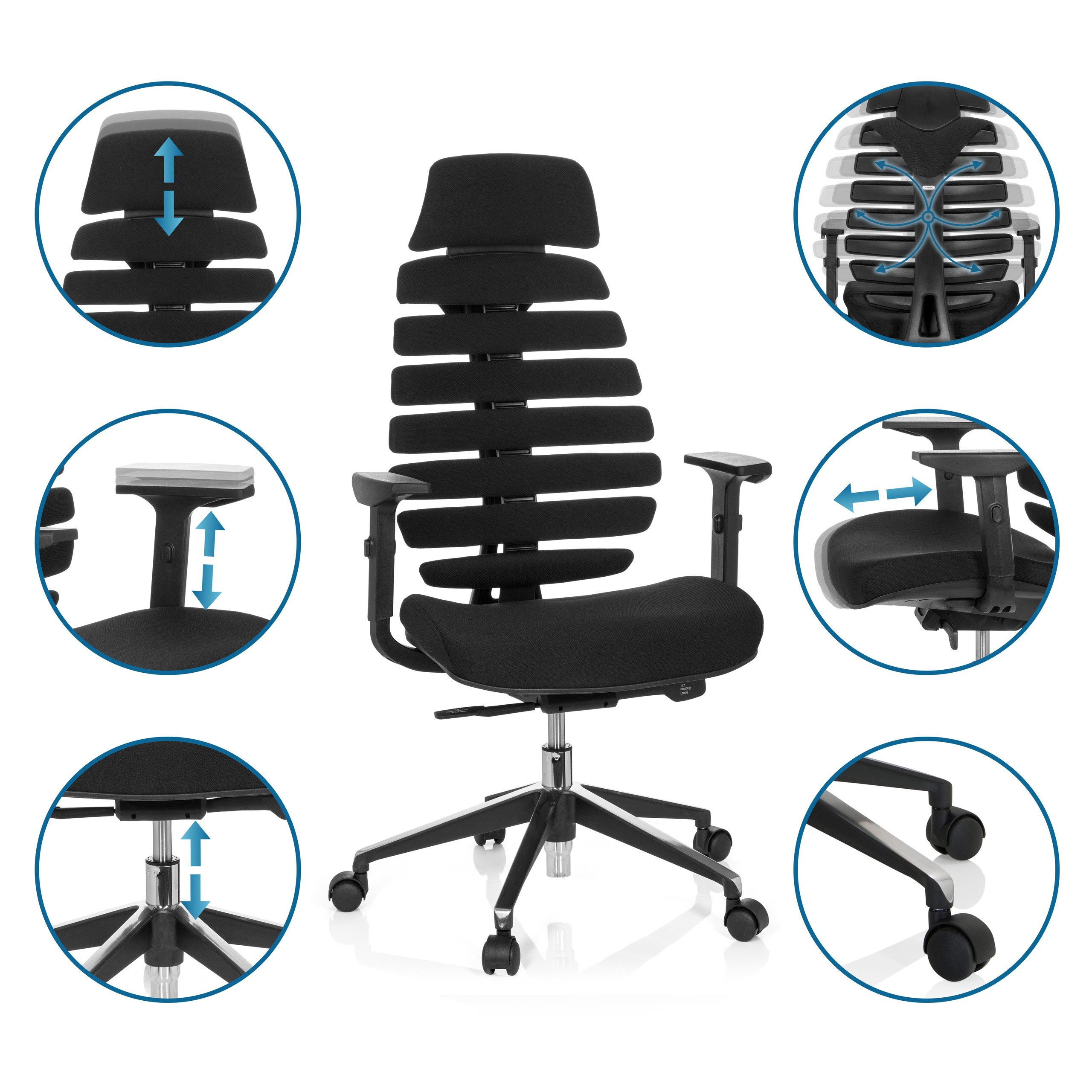 hjh OFFICE Drehstuhl Profi Bürostuhl Ergo Line Ii Pro Stoff (1 St), Ergonomischer Chefsessel, Schreibtischstuhl höhenverstellbar