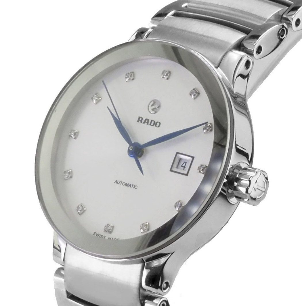 Rado Automatikuhr schweizer Damen Uhr R30027733 Centrix Diamond Ø 28 mm Centrix Diamond, Glasboden, 12 Diamanten besetzt