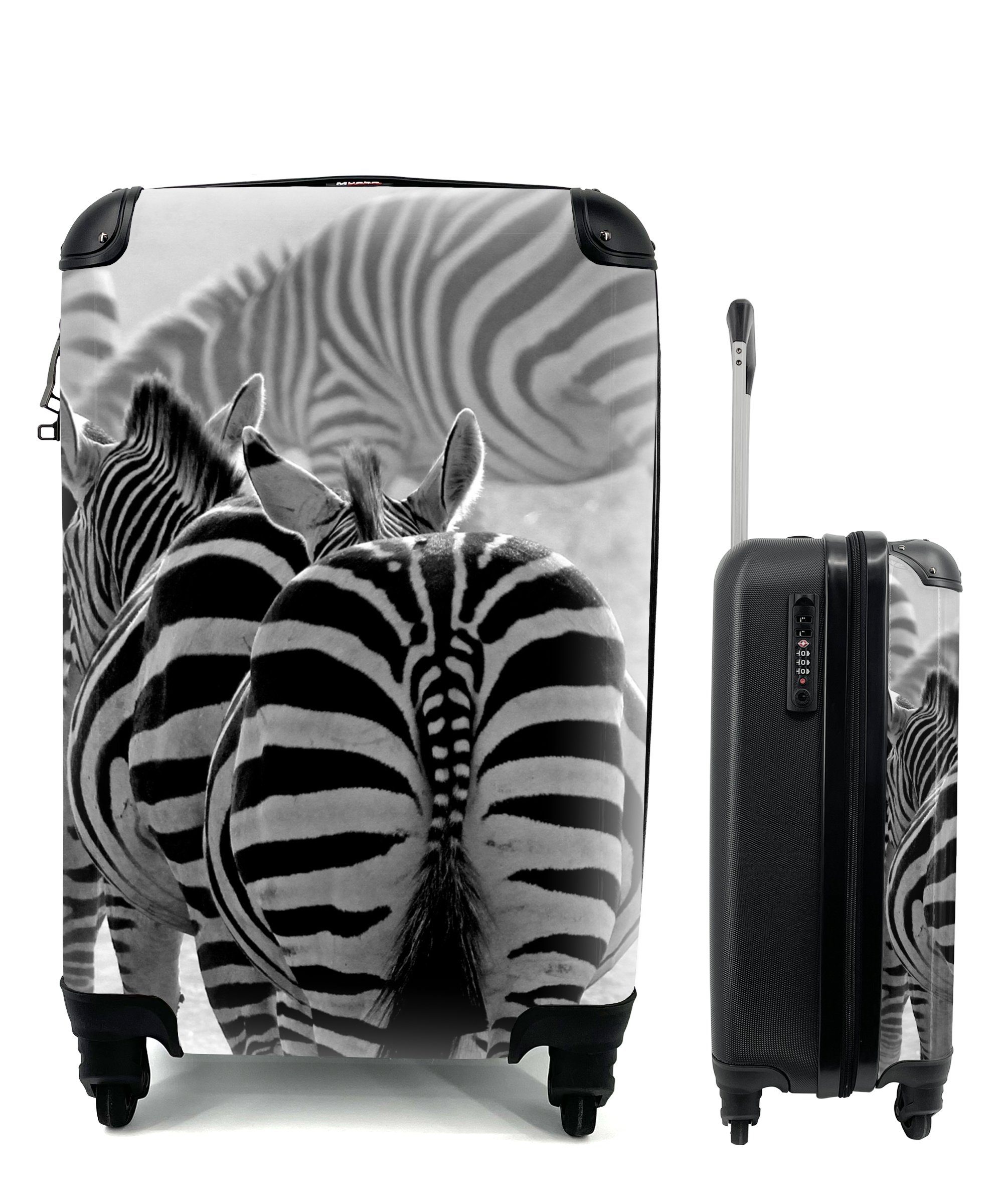 MuchoWow Handgepäckkoffer Laufende Zebras, 4 Rollen, Reisetasche mit rollen, Handgepäck für Ferien, Trolley, Reisekoffer