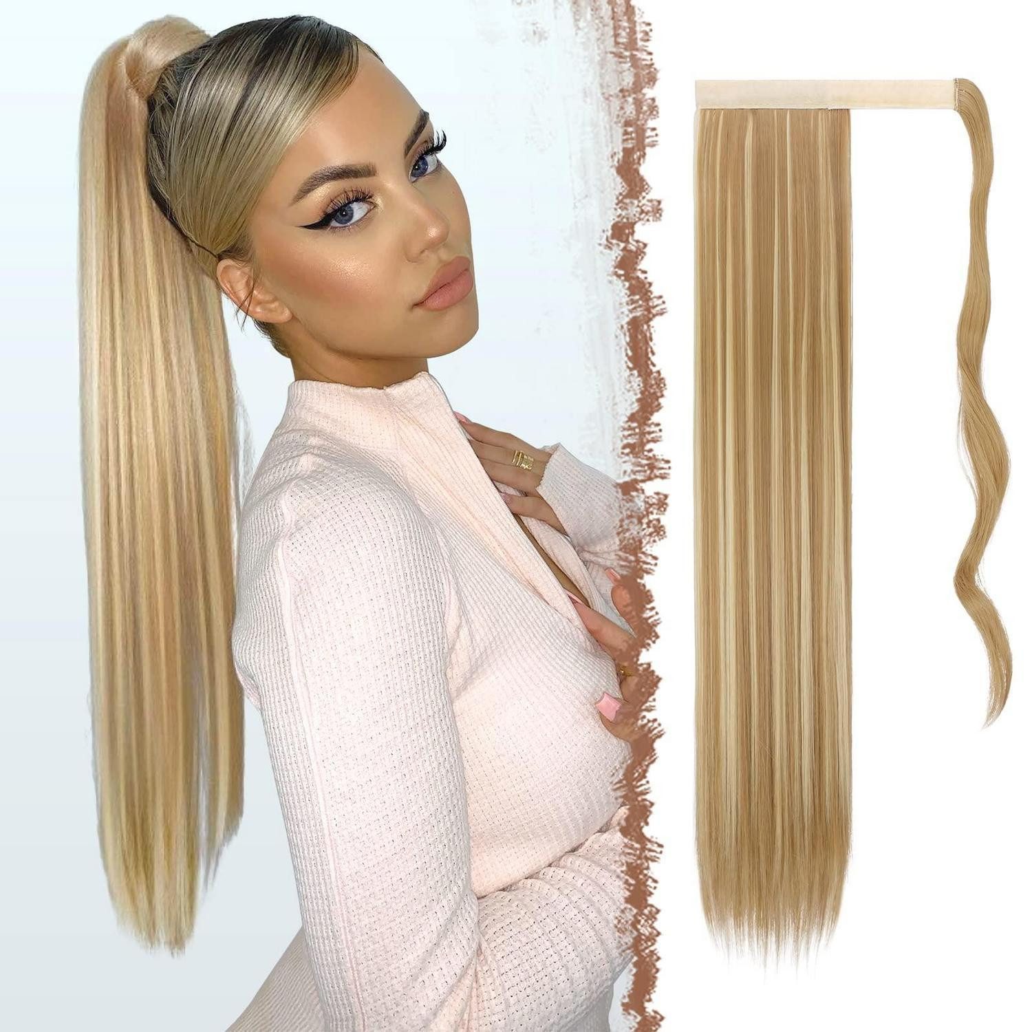 LuxusKollektion Kunsthaar-Extension Pferdeschwanz Haarteil Haarverlängerung 70 cm 16H613# Dreckiges Blond
